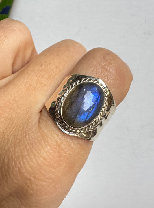 Anello argento 925 labradorite misura 19/20 - 25SZ