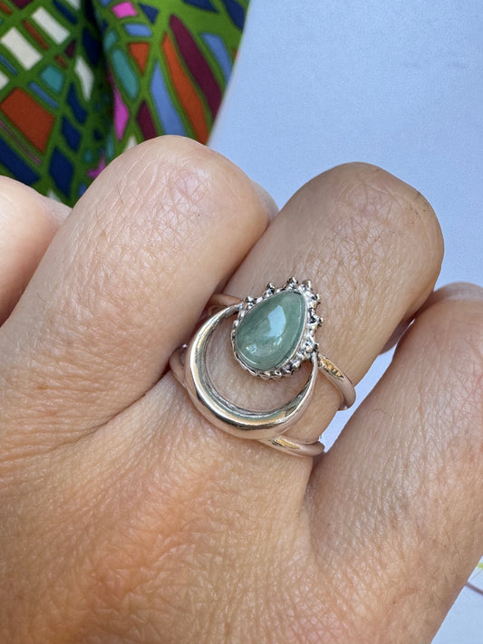 Boho-Ring versilbert Amazonit