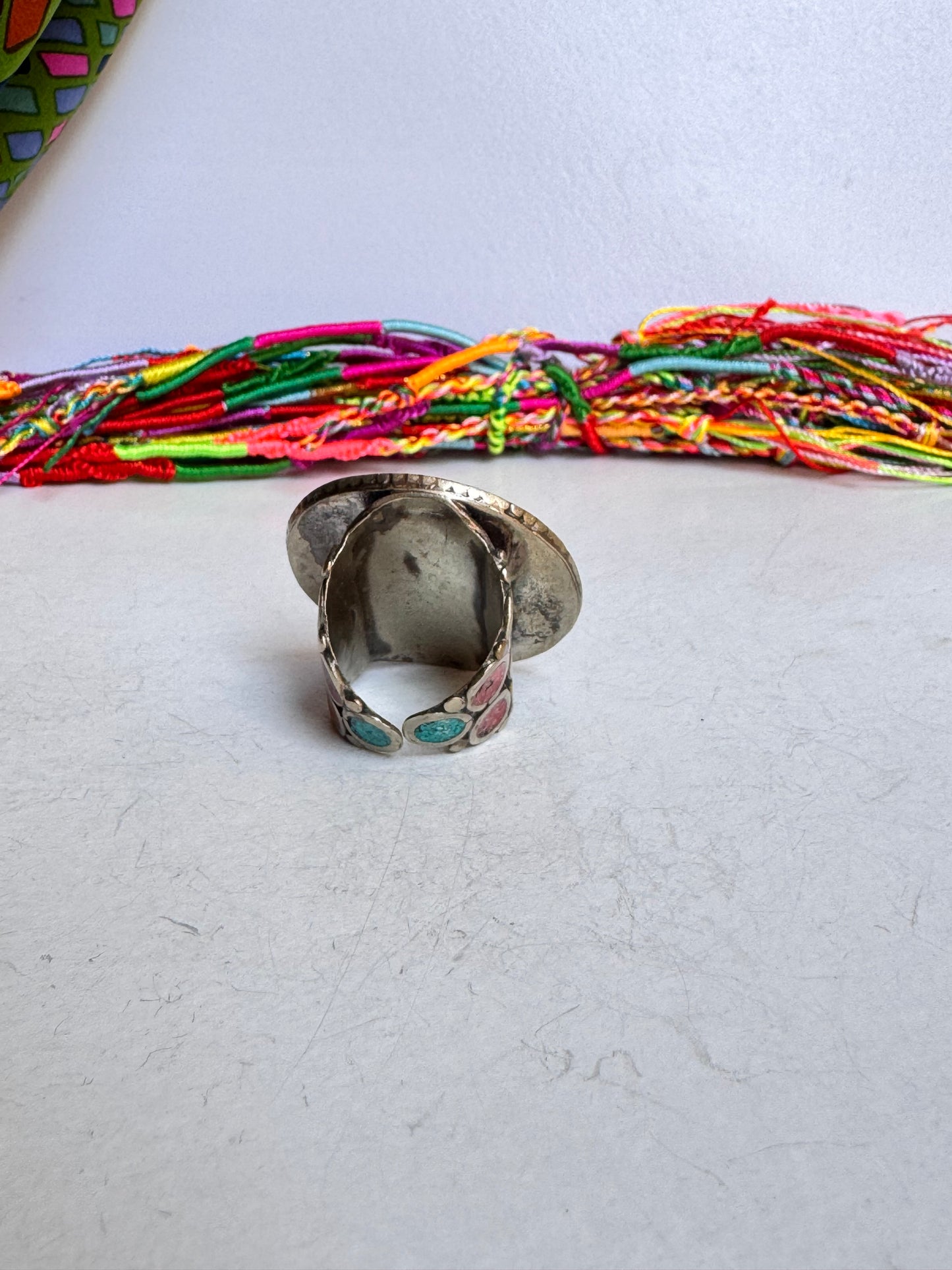Anello nepalese mosaico vintage misura 21/22 regolabile