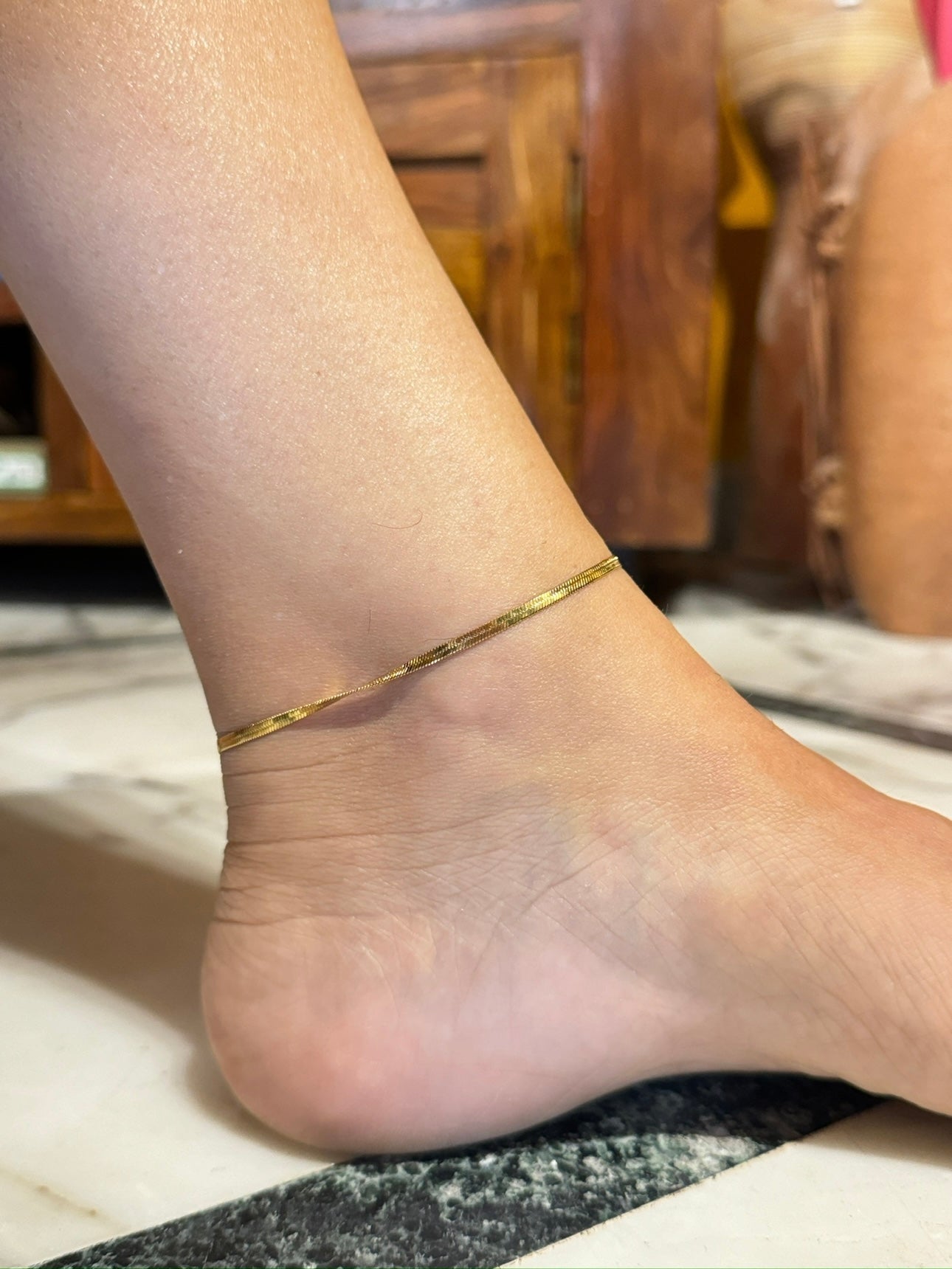 Gold Steel Snake Anklet