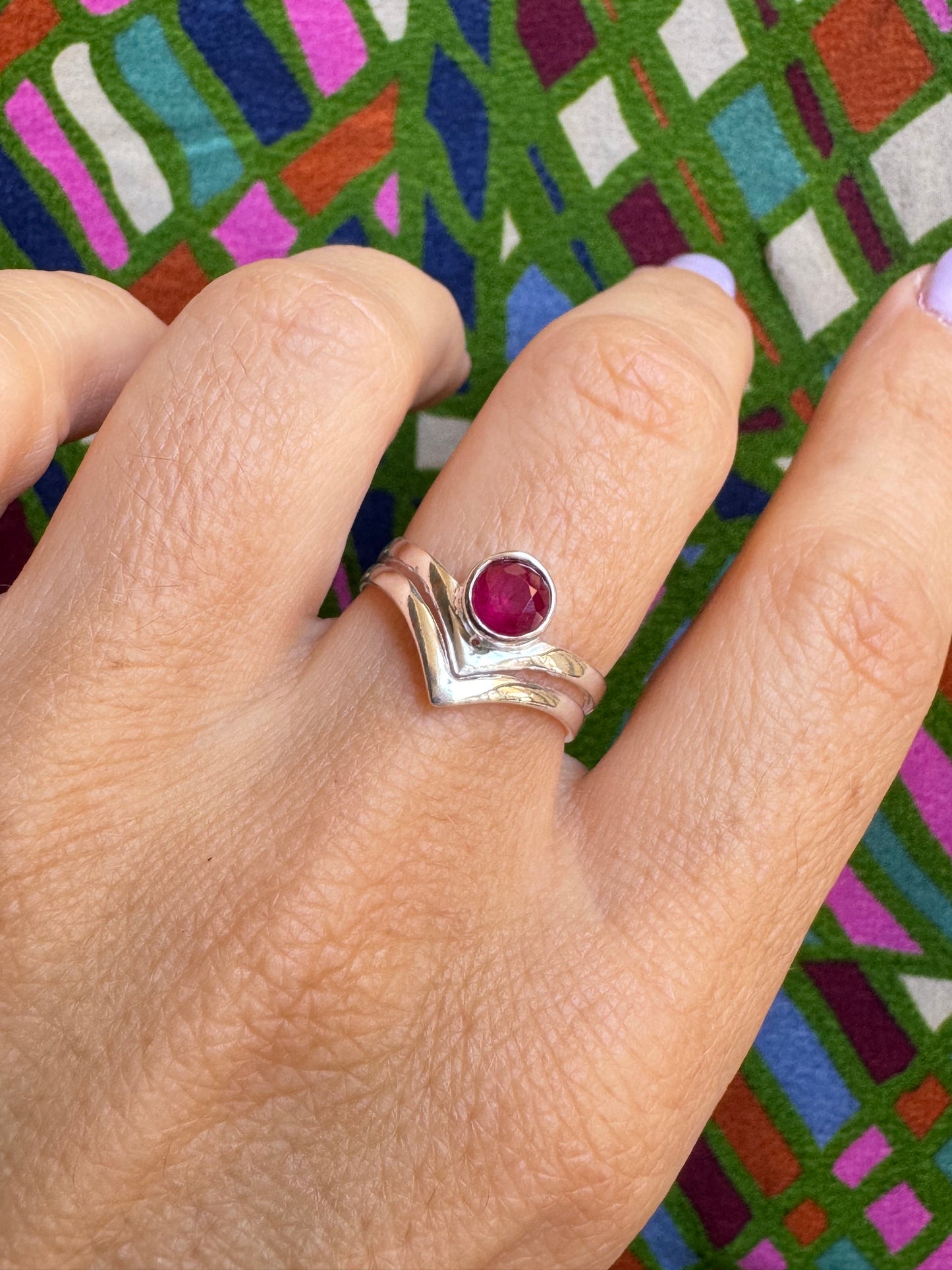 925 silver ring with corundum, size 15 - X58