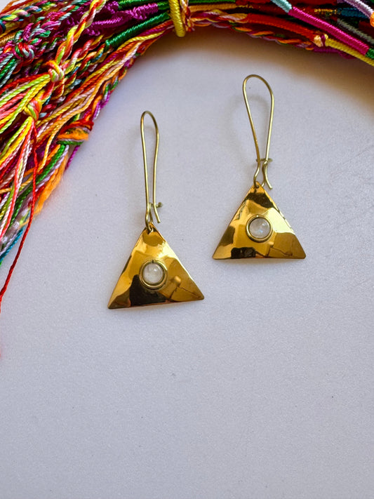 Orecchini boho dorato pietra di luna