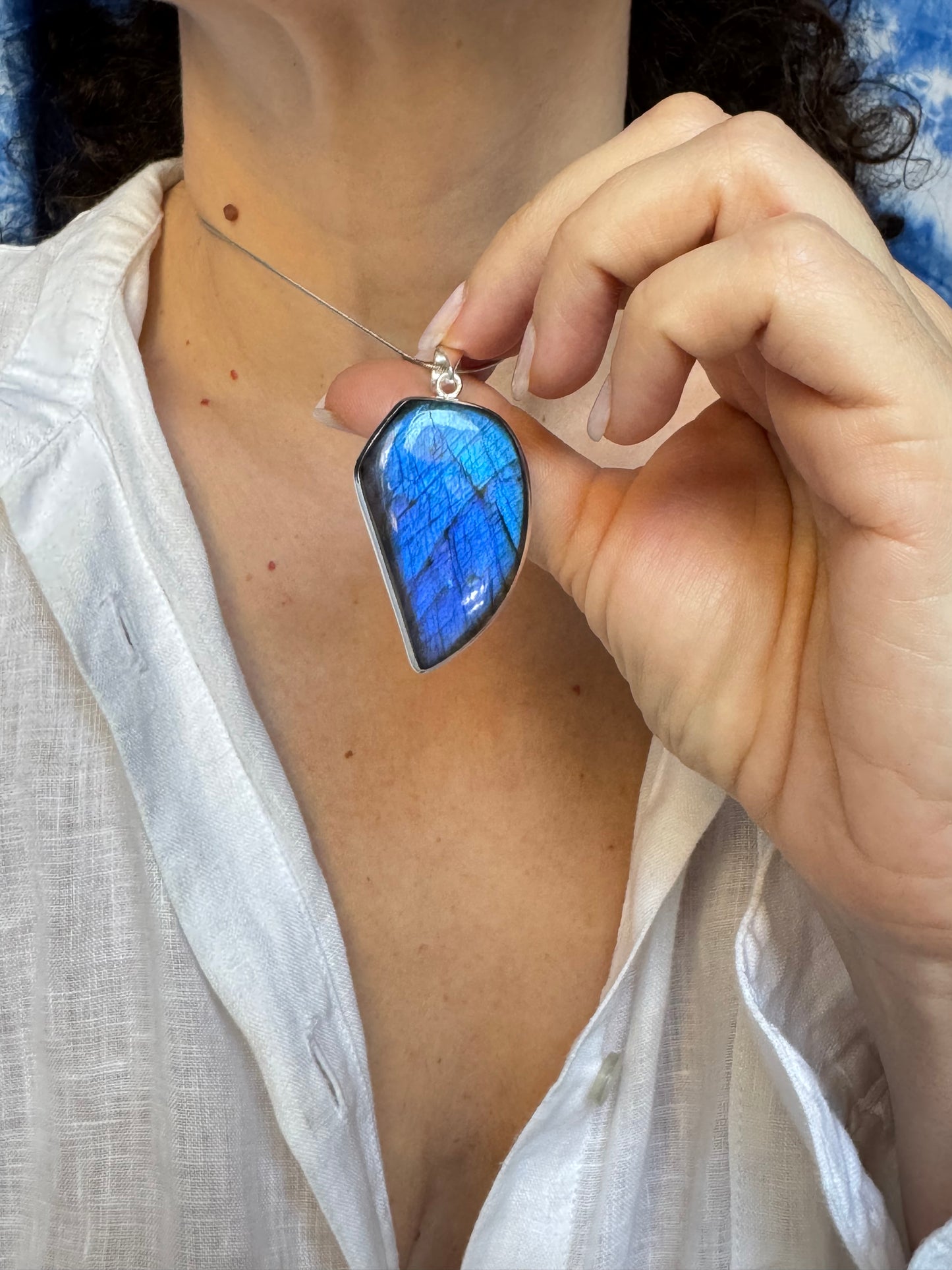Ciondolo pendente argento 925 labradorite 32K
