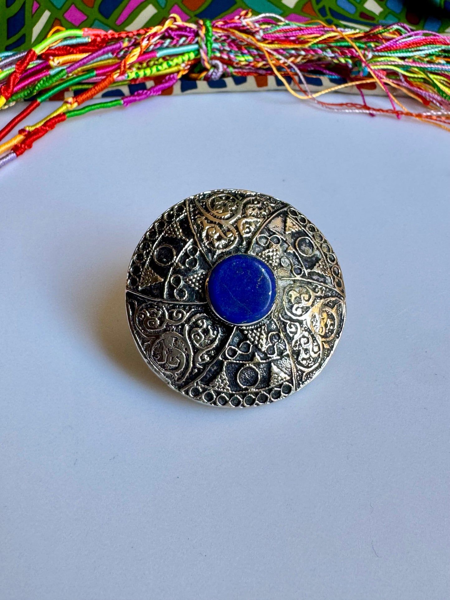 Antique vintage lapis lazuli hard stone ring