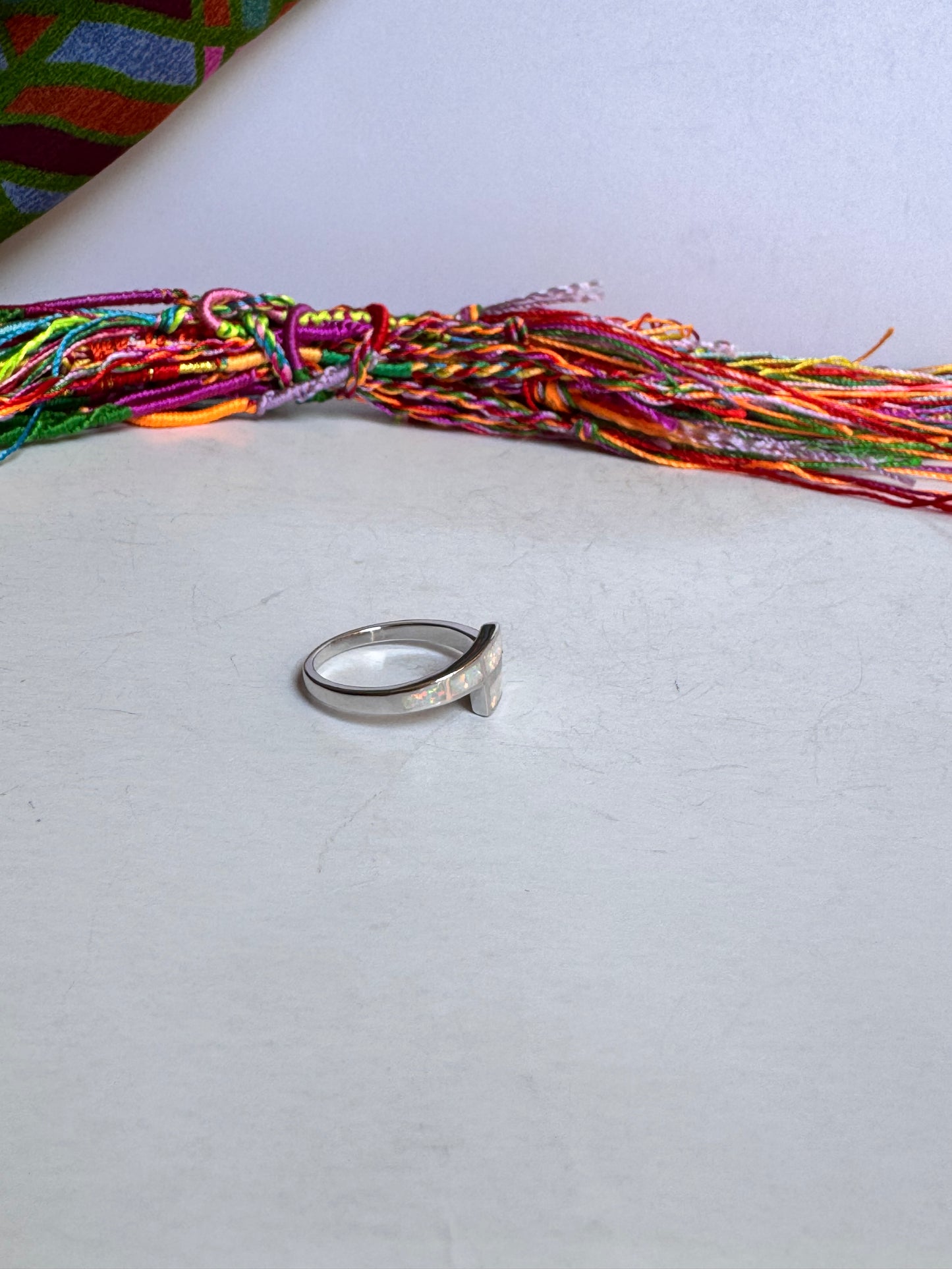 Anello argento 925 opale bianca misura 20 8OP
