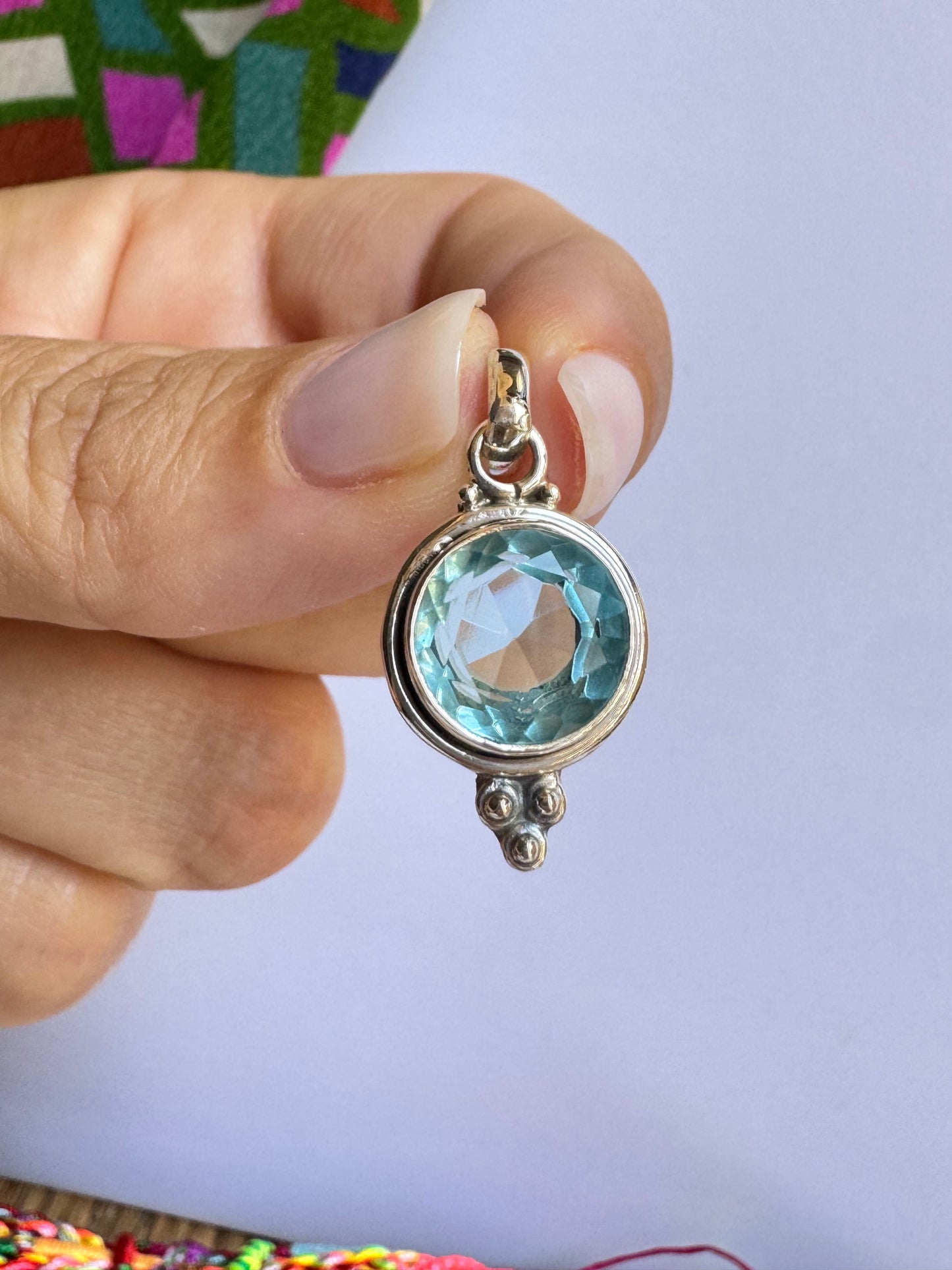 Ciondolo pendente argento 925 acquamarina 52K