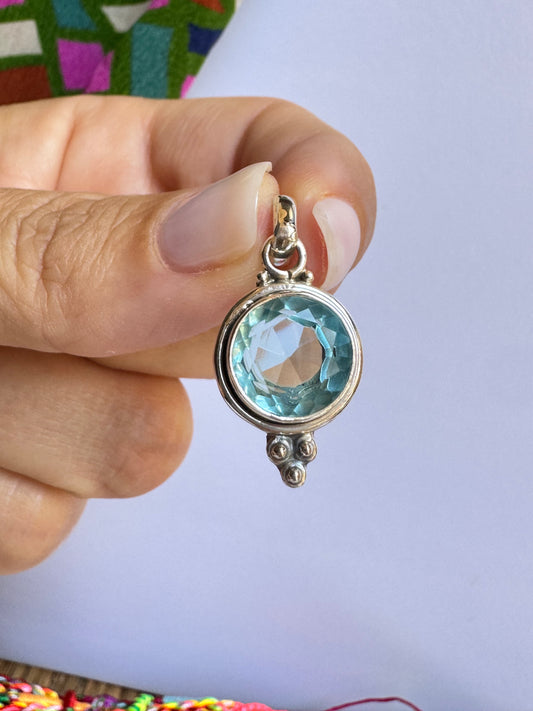 Ciondolo pendente argento 925 acquamarina 52K