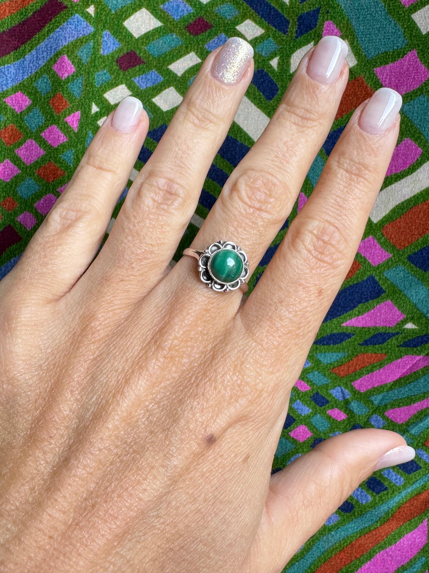 925 silver ring malachite E95