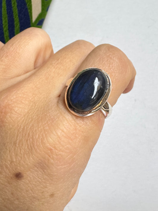 Anello argento 925 labradorite misura 19/20 - 40SZ