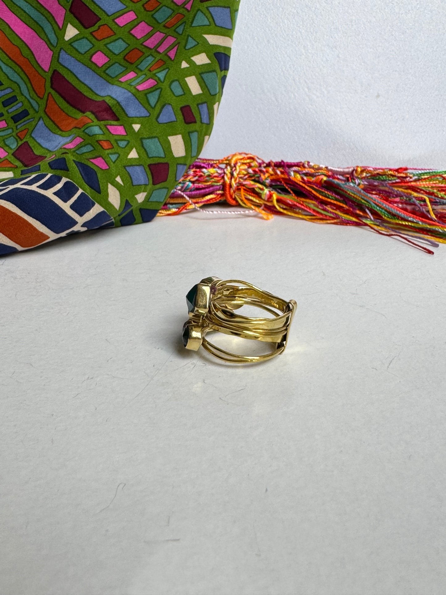 Anello boho dorato multifilo misura 16