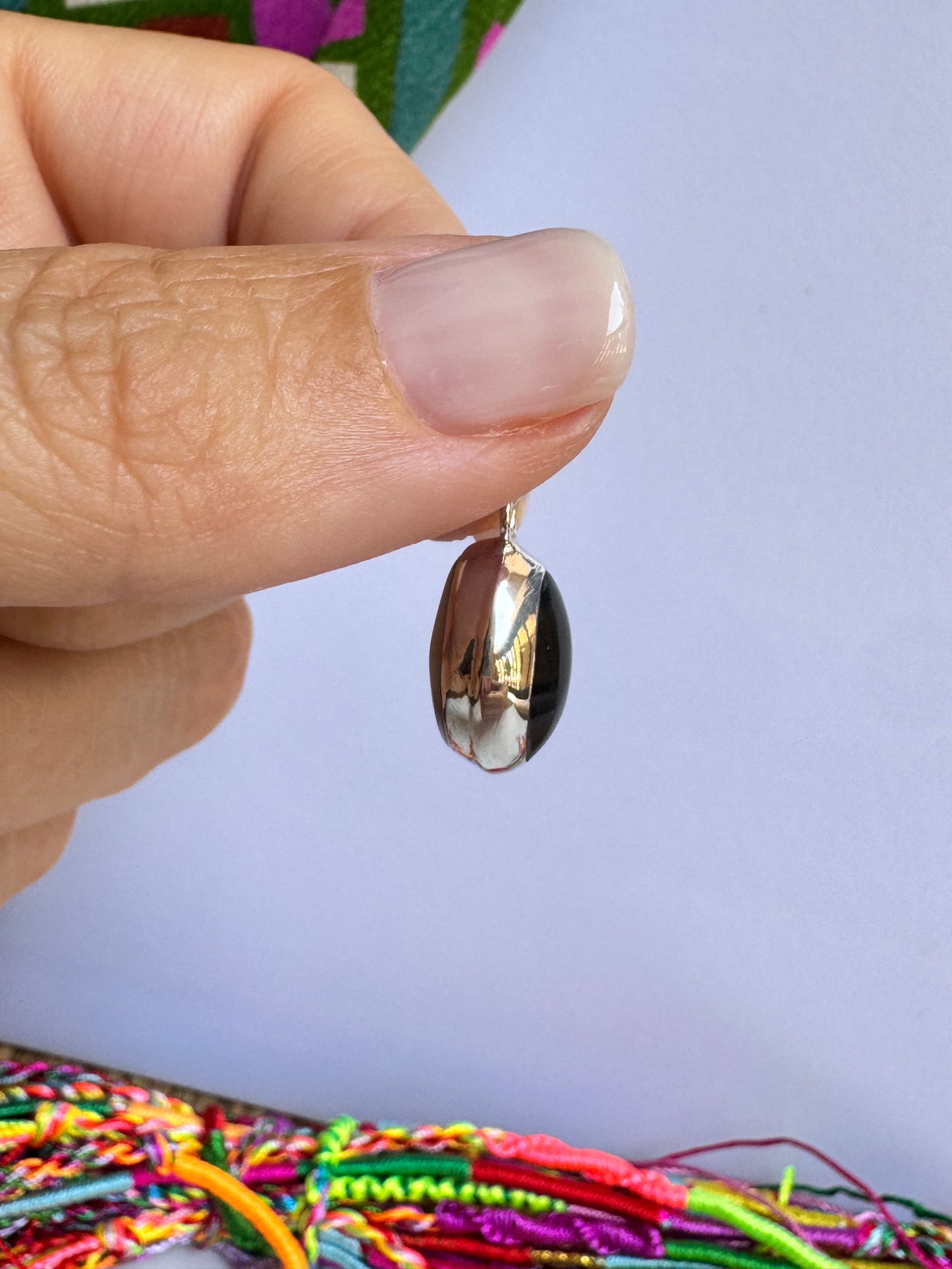 Ciondolo argento 925 madreperla - onice nero 42K