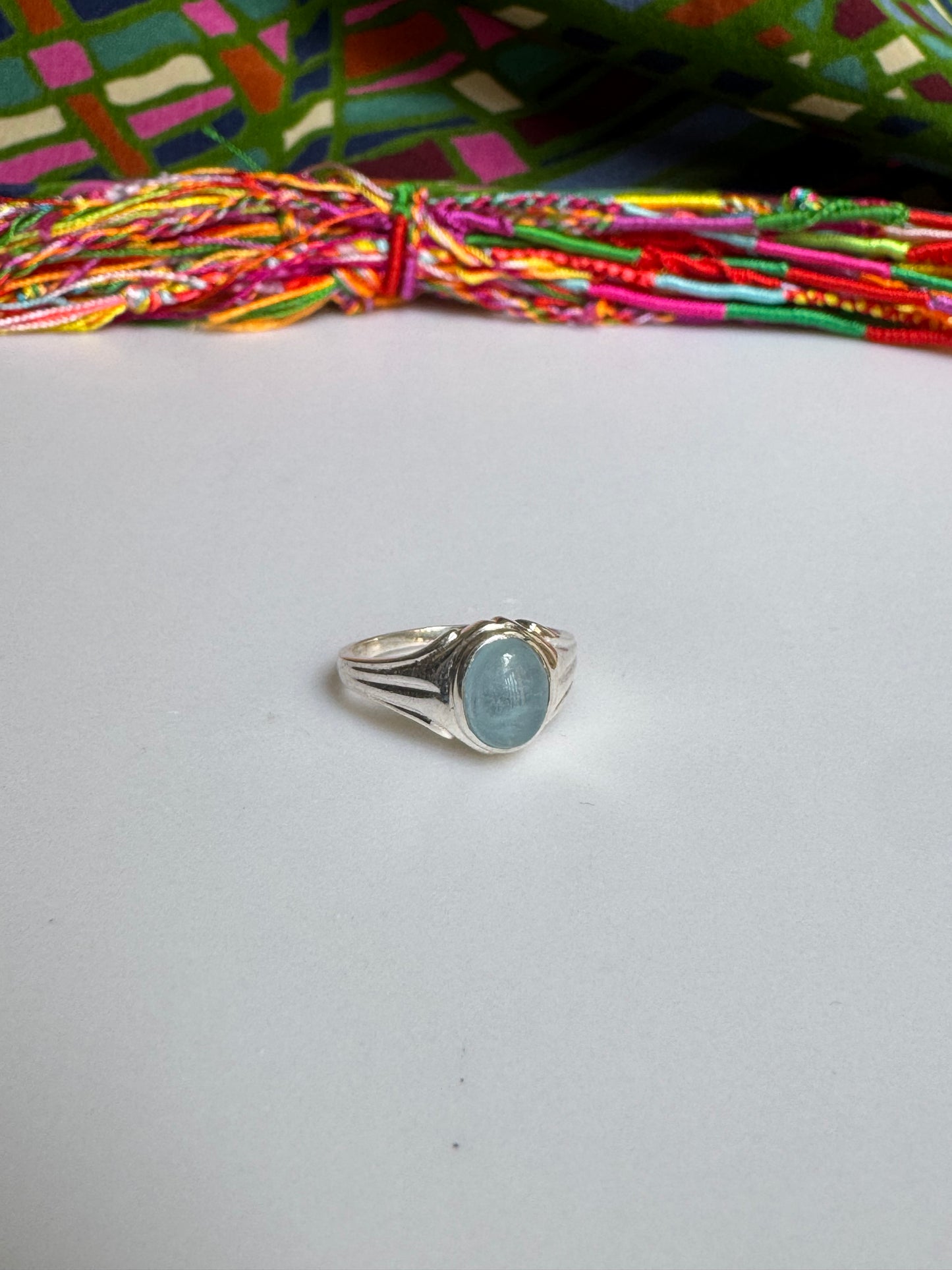 925 silver aquamarine ring size 17 - 6L