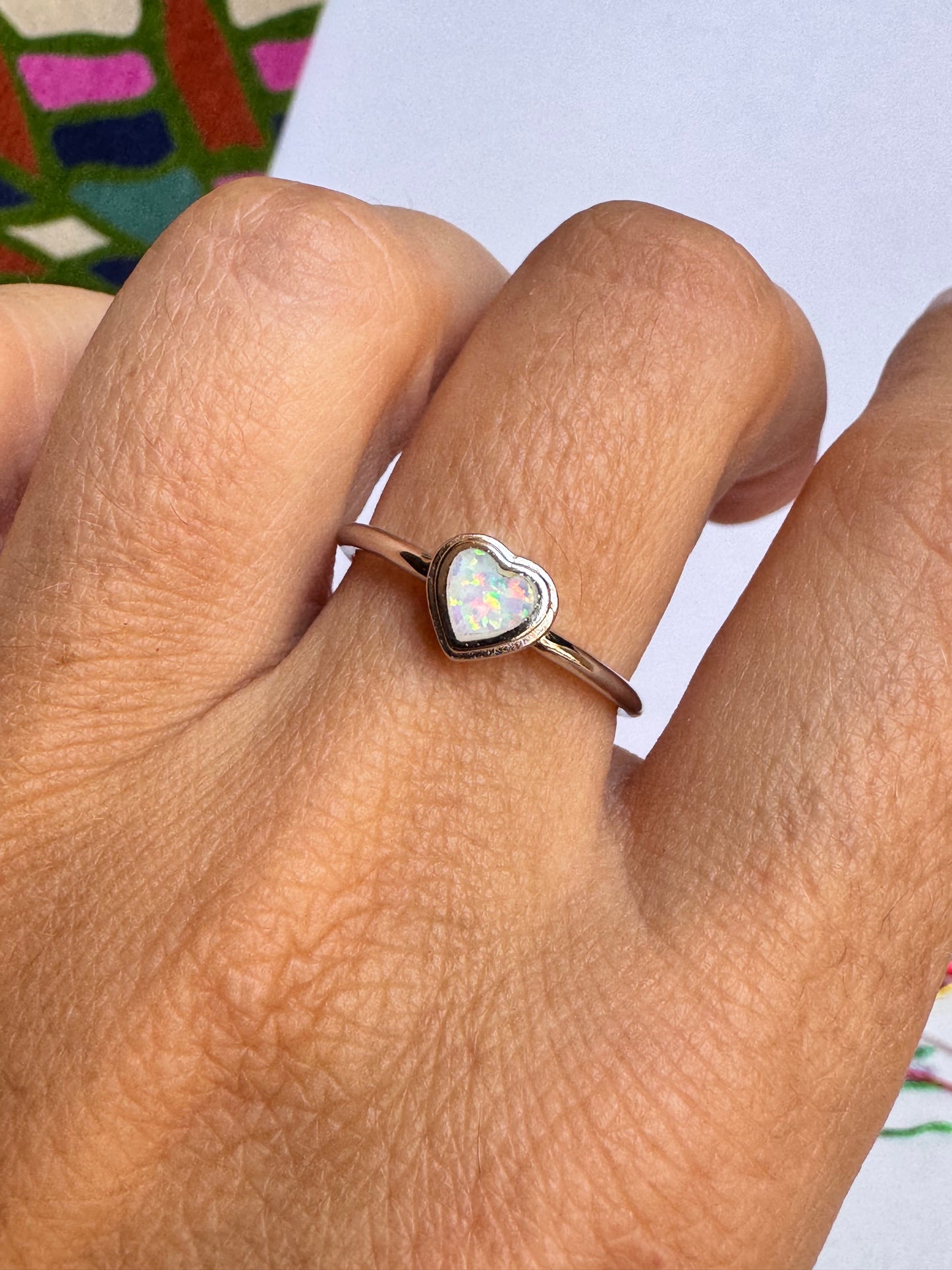 Anello argento 925 opale bianca misura 17 3OP