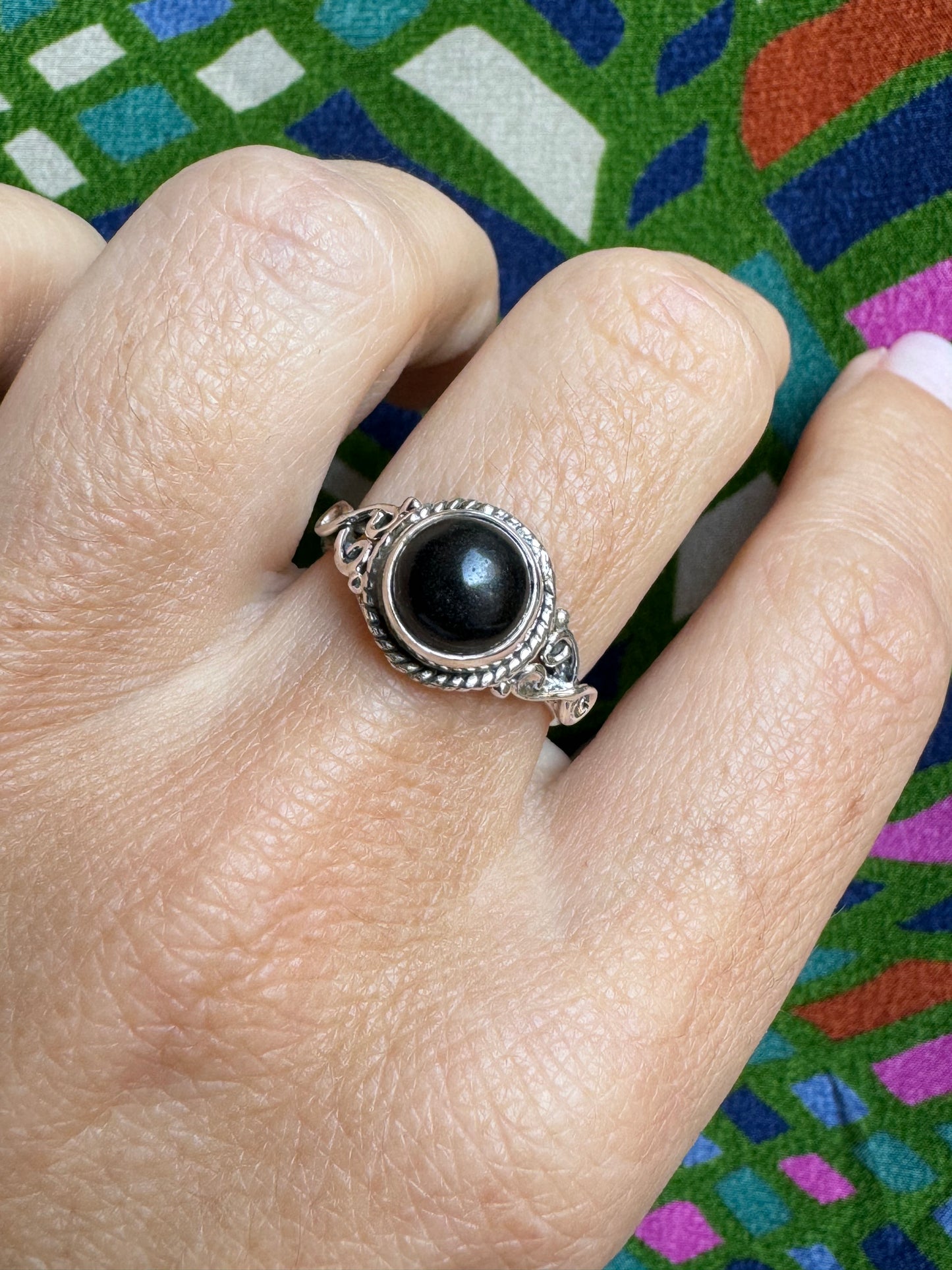 Black Onyx Silver Ring E68