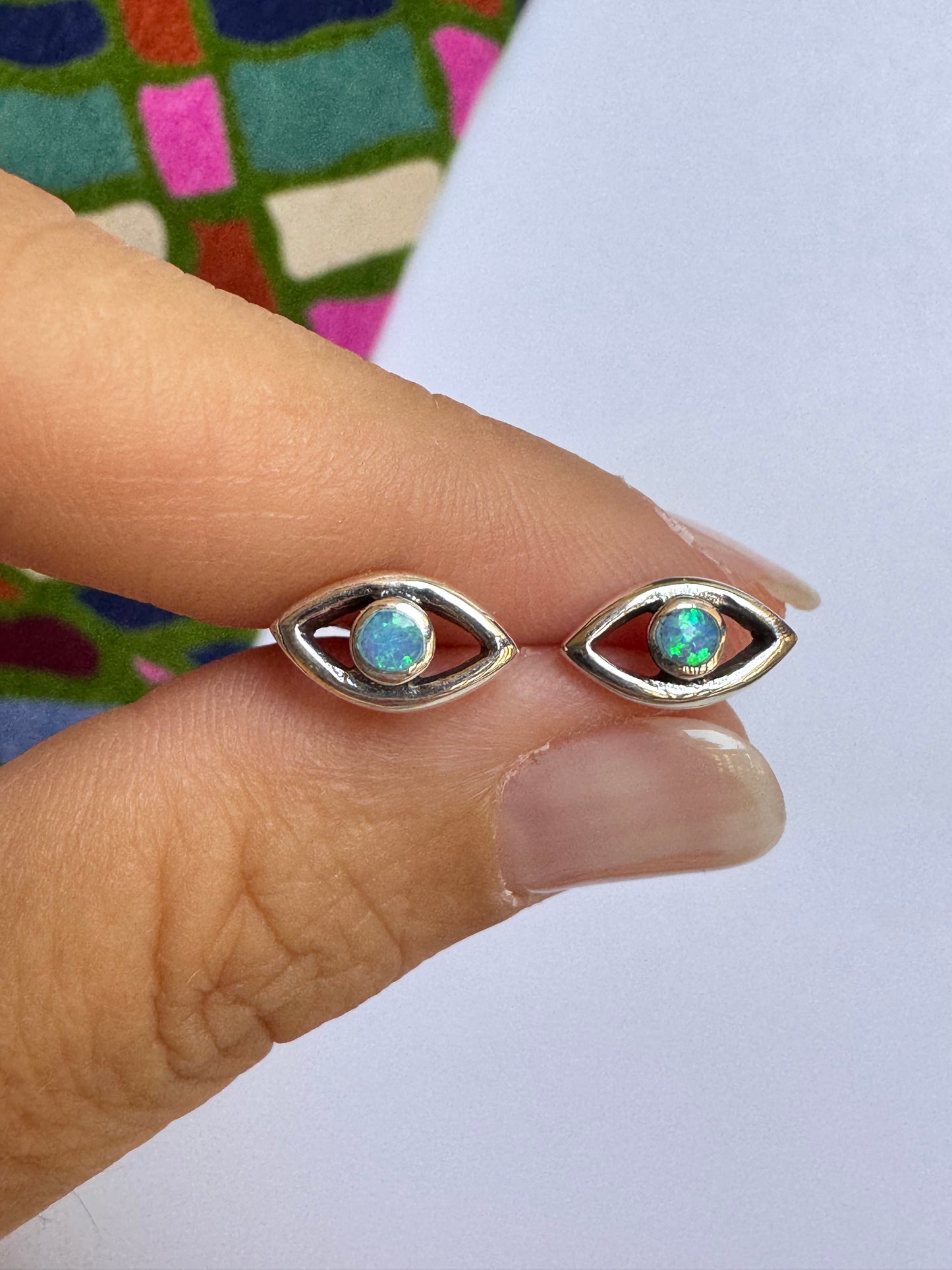 Orecchini lobo argento 925 opale azzurro