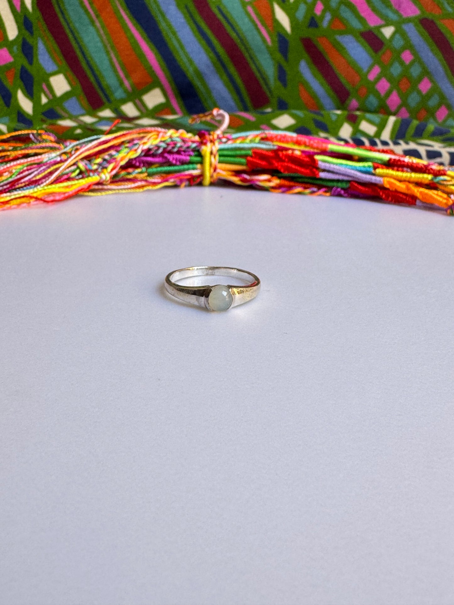 925 Silberring mit weißem Opal X16