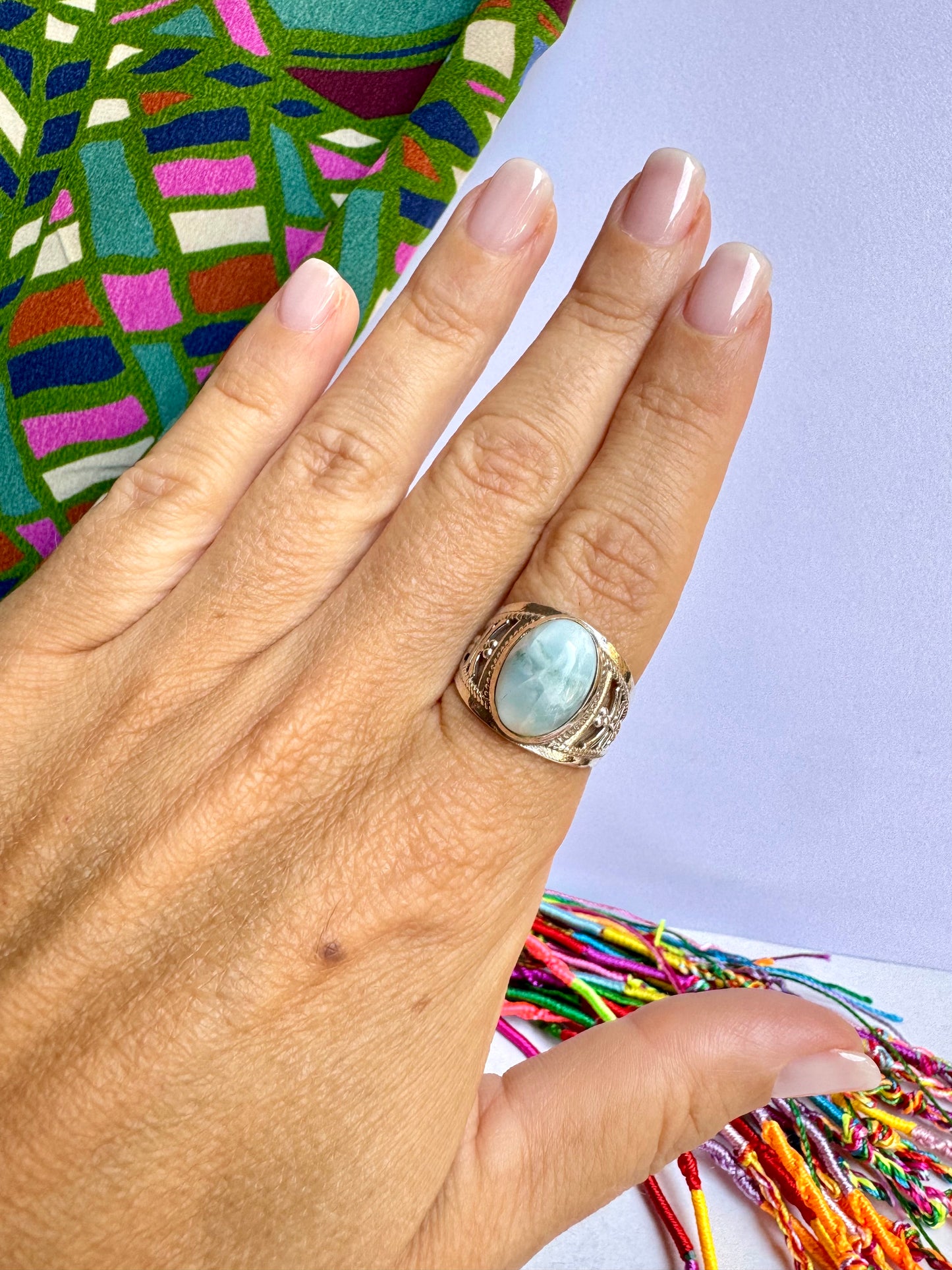 Anello argento 925 larimar misura 18/19 - 4UM