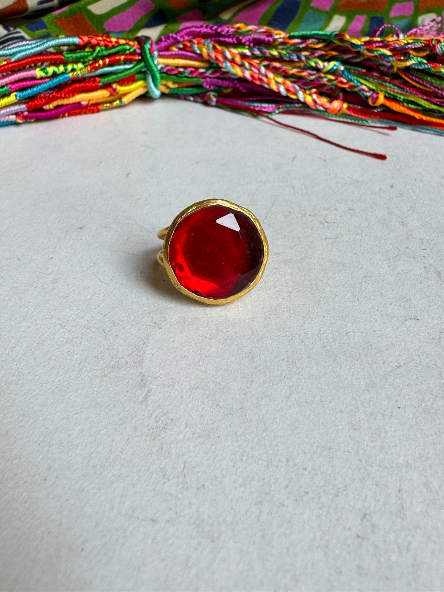 Red round golden ring