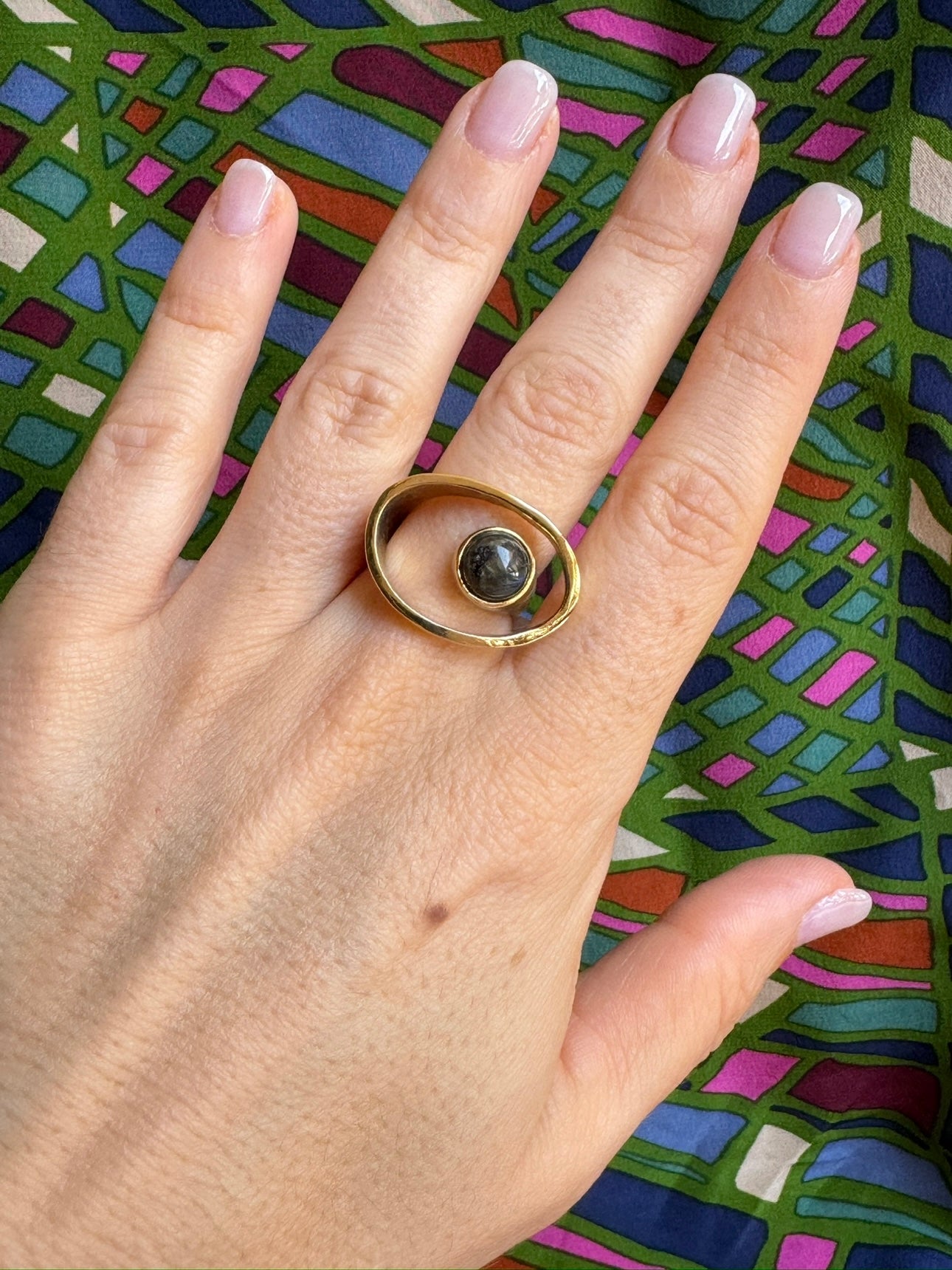 Golden labradorite boho ring