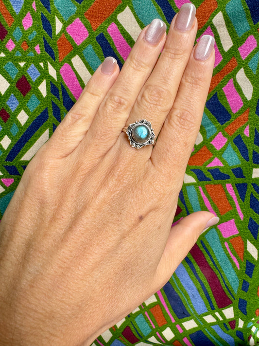 Anello argento 925 labradorite misura 15 - 3LA