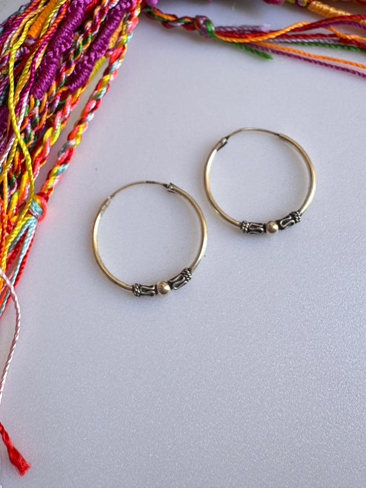 Orecchino singolo cerchio boho argento 925 2,5 cm W38 difettato