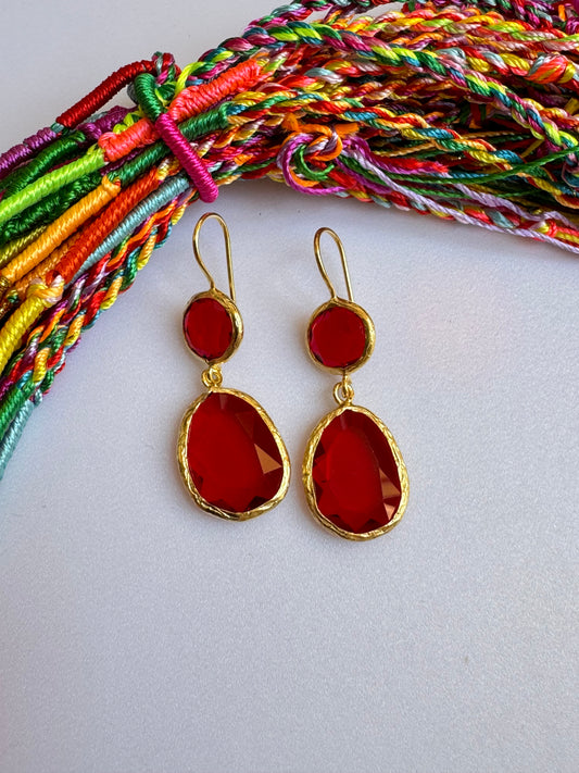 2 red stone earrings