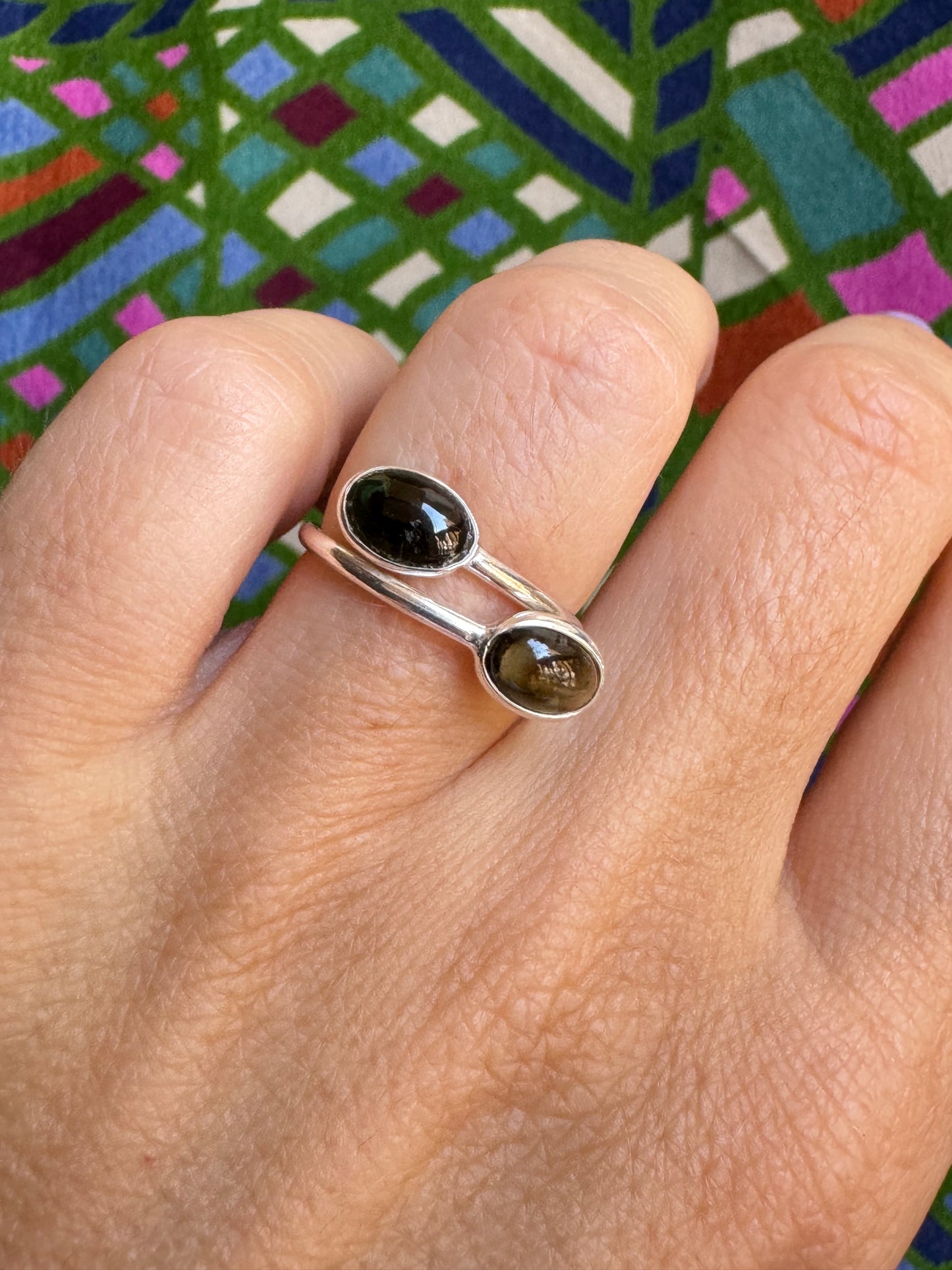 925 silver ring with adjustable tourmaline, size 16 - TA24