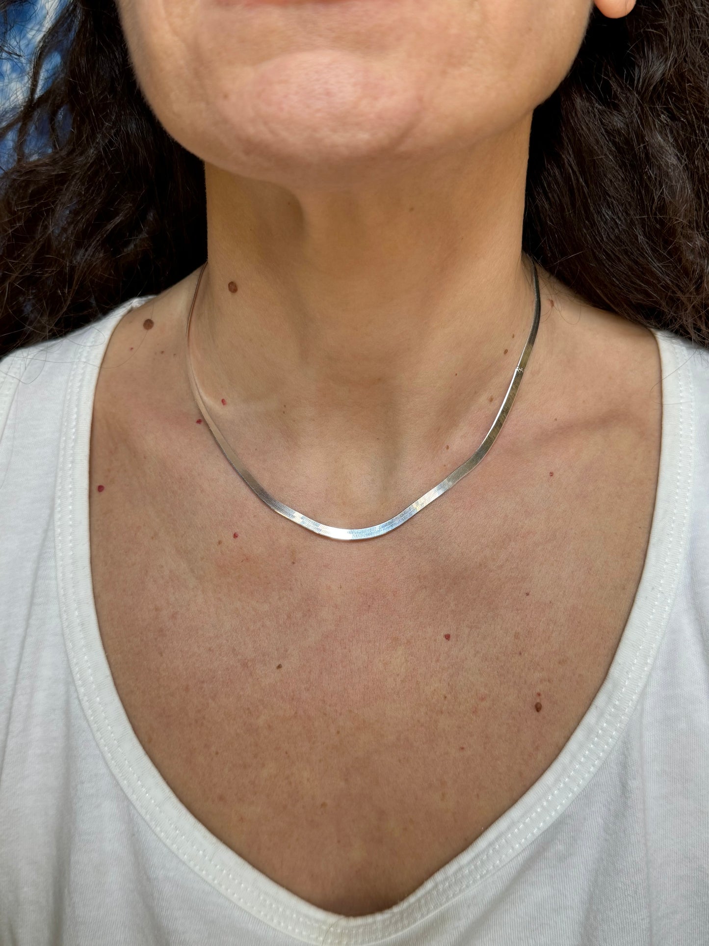 Flawed 925 silver flat snake necklace