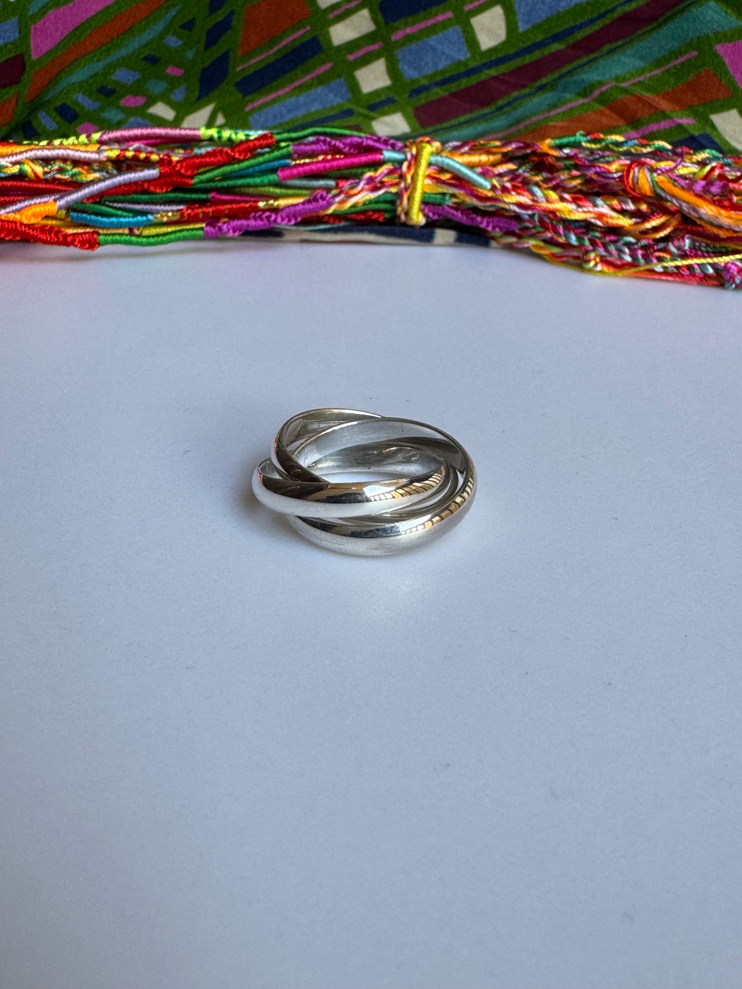 925er Silberring mit 3 glatten Drähten Größe 21- Z59