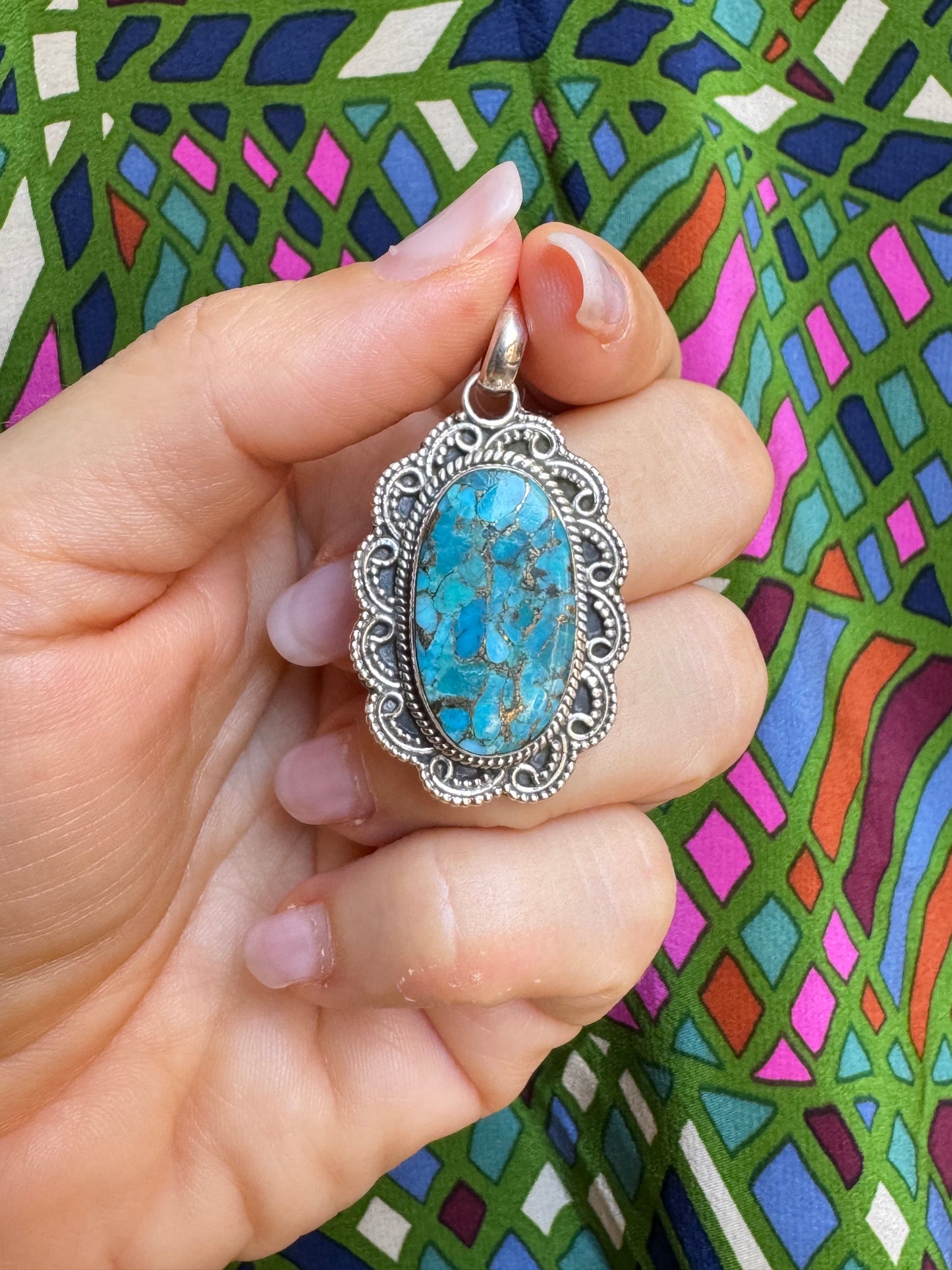 925 silver turquoise pendant F16