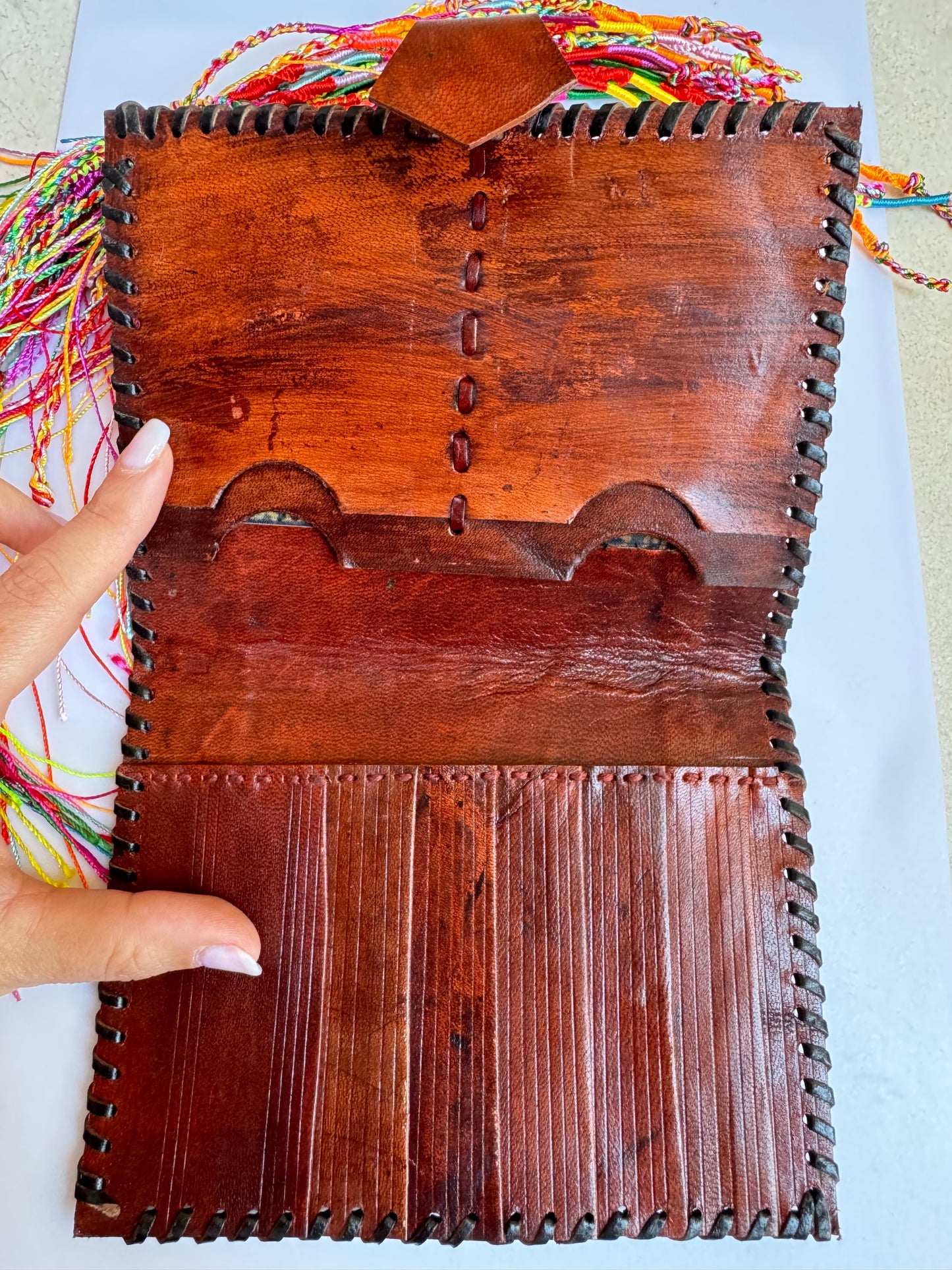 Brown woven leather wallet