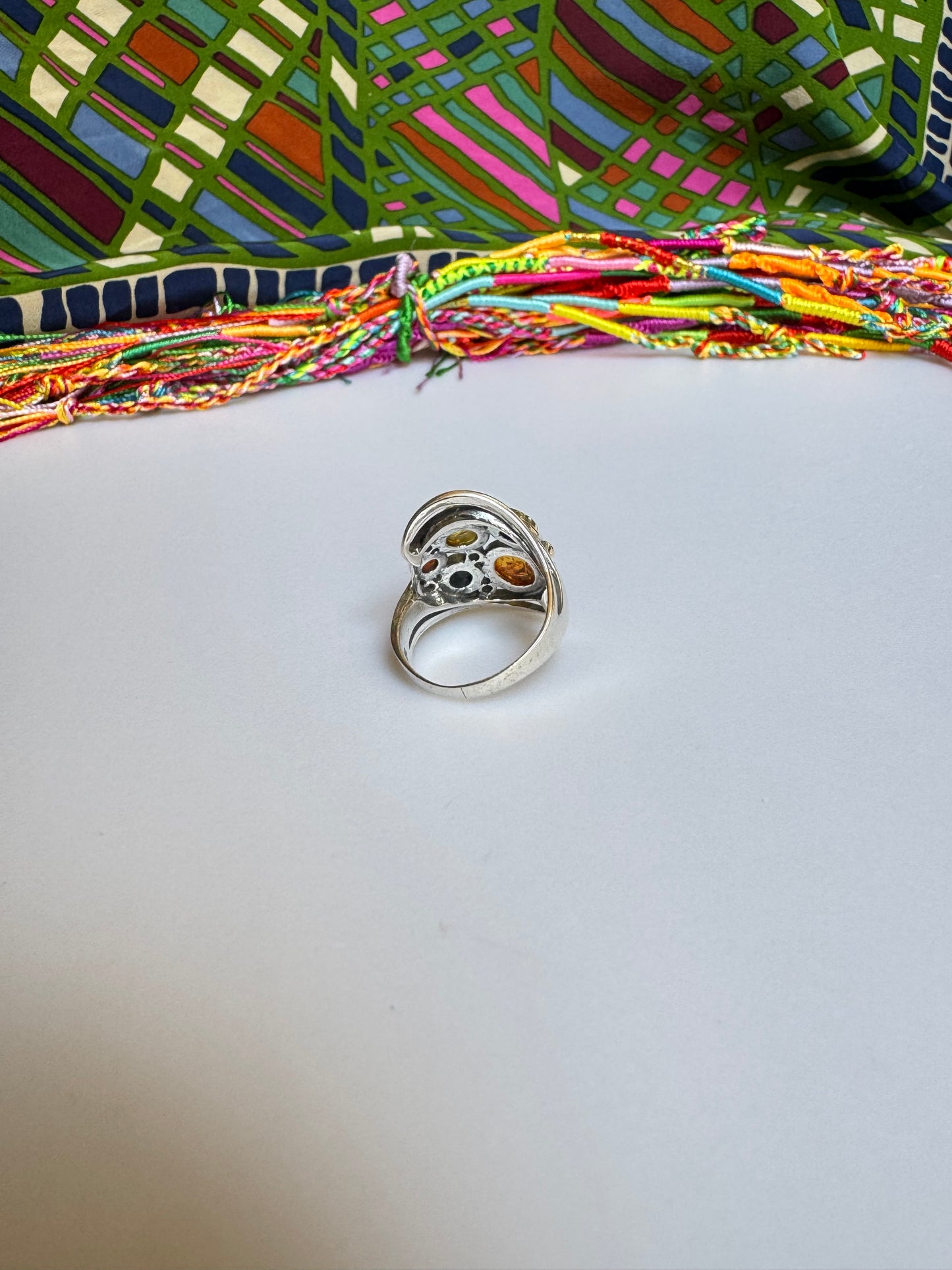 925 silver amber ring size 18 32A