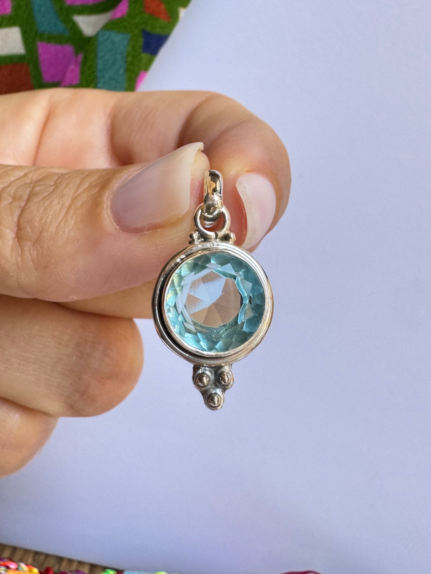 Ciondolo pendente argento 925 acquamarina 52K
