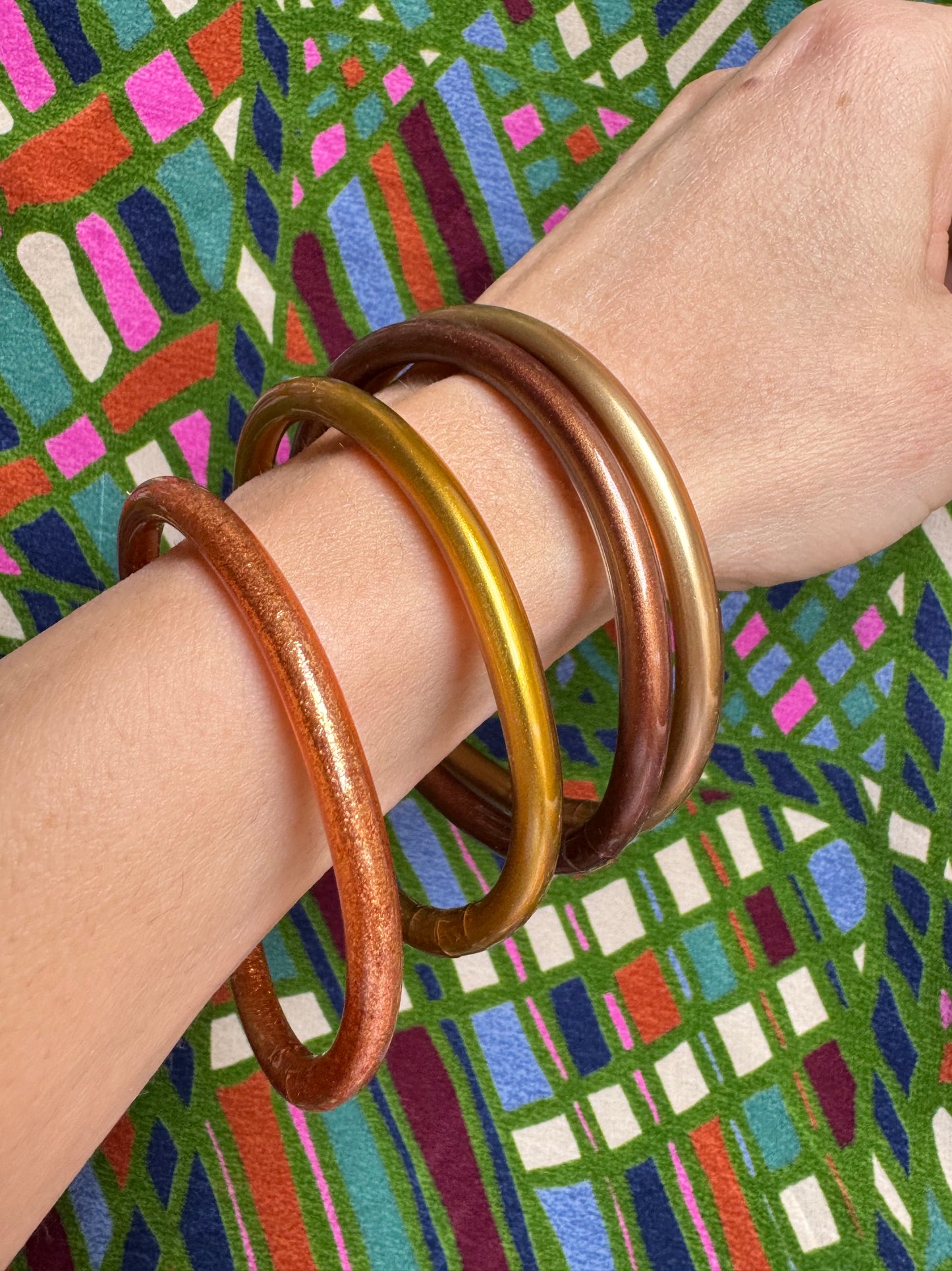 4 Piece Gold Bangle Bracelet Mix Gold