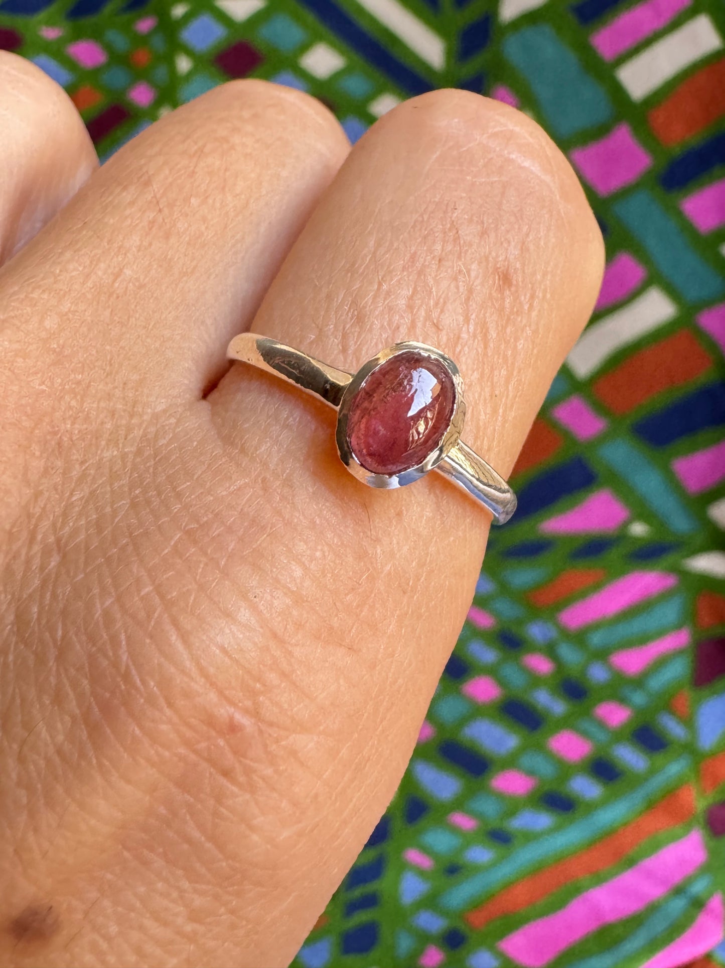 925 Silber Turmalin Ring Größe 22/23 TA20 defekt