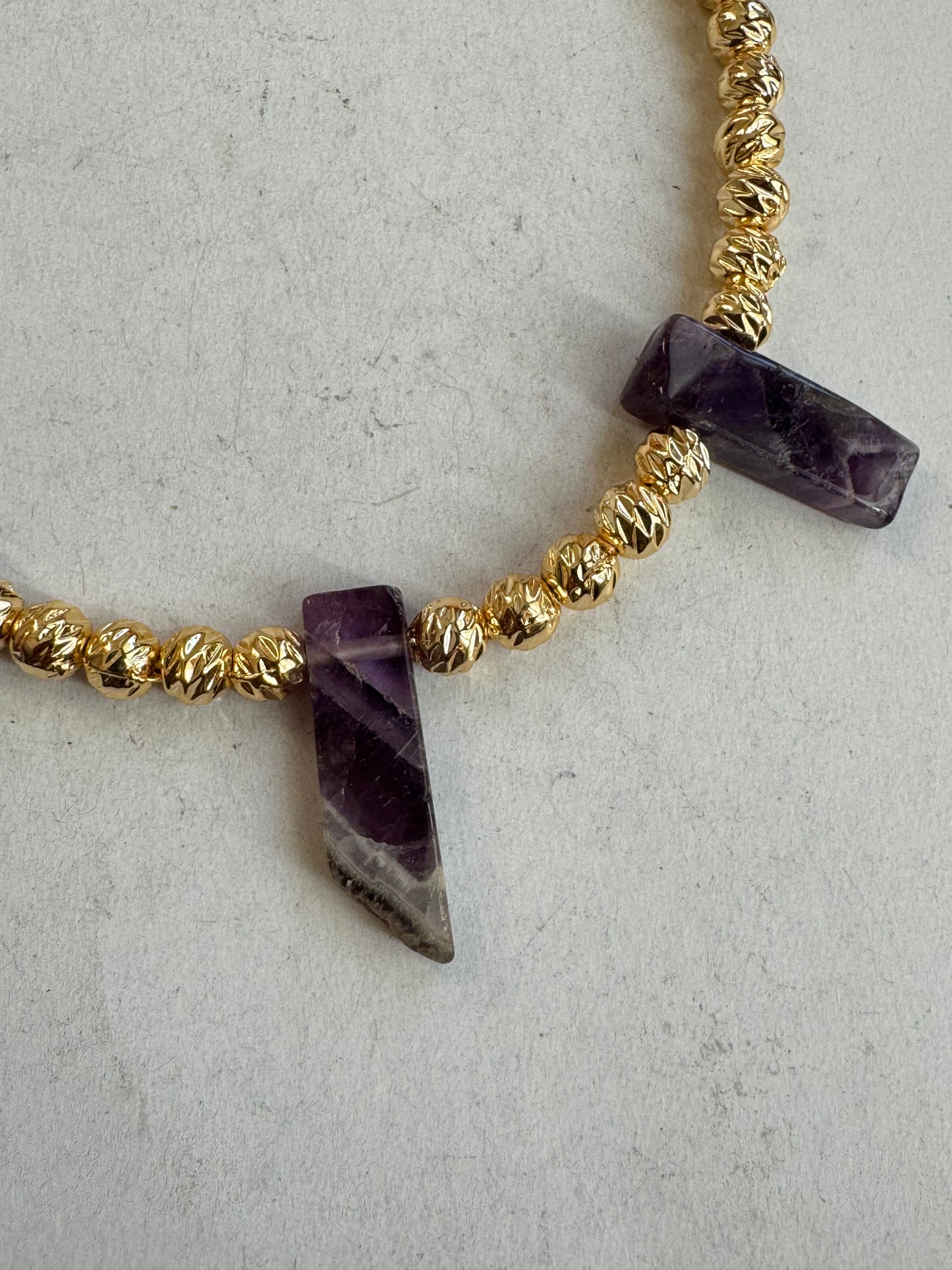 Amethyst golden choker necklace