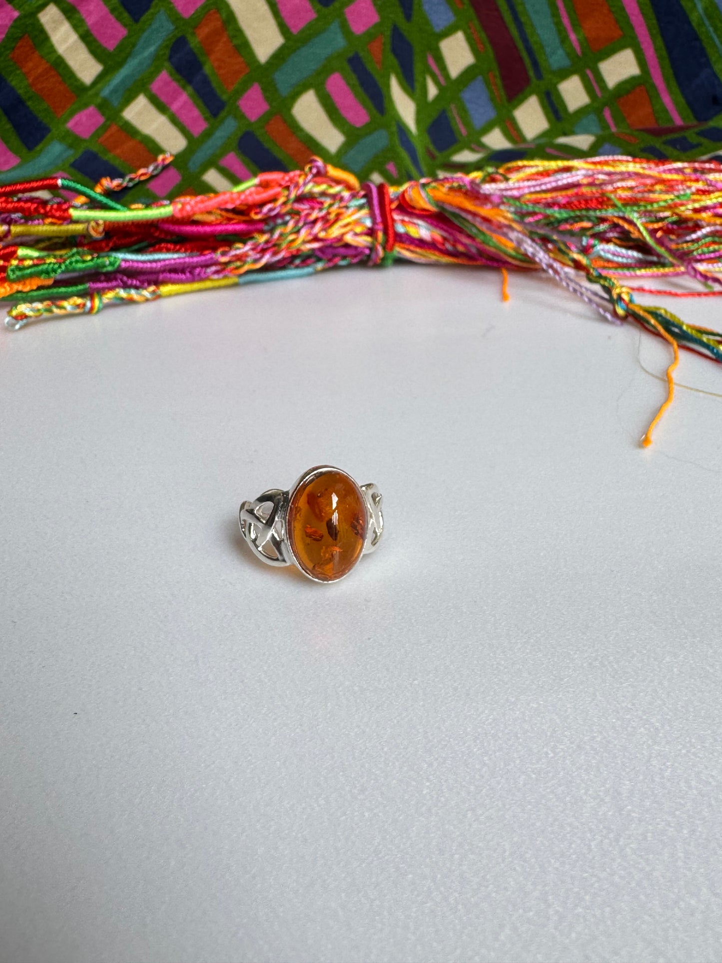 925 silver amber ring size 12 adjustable 42A
