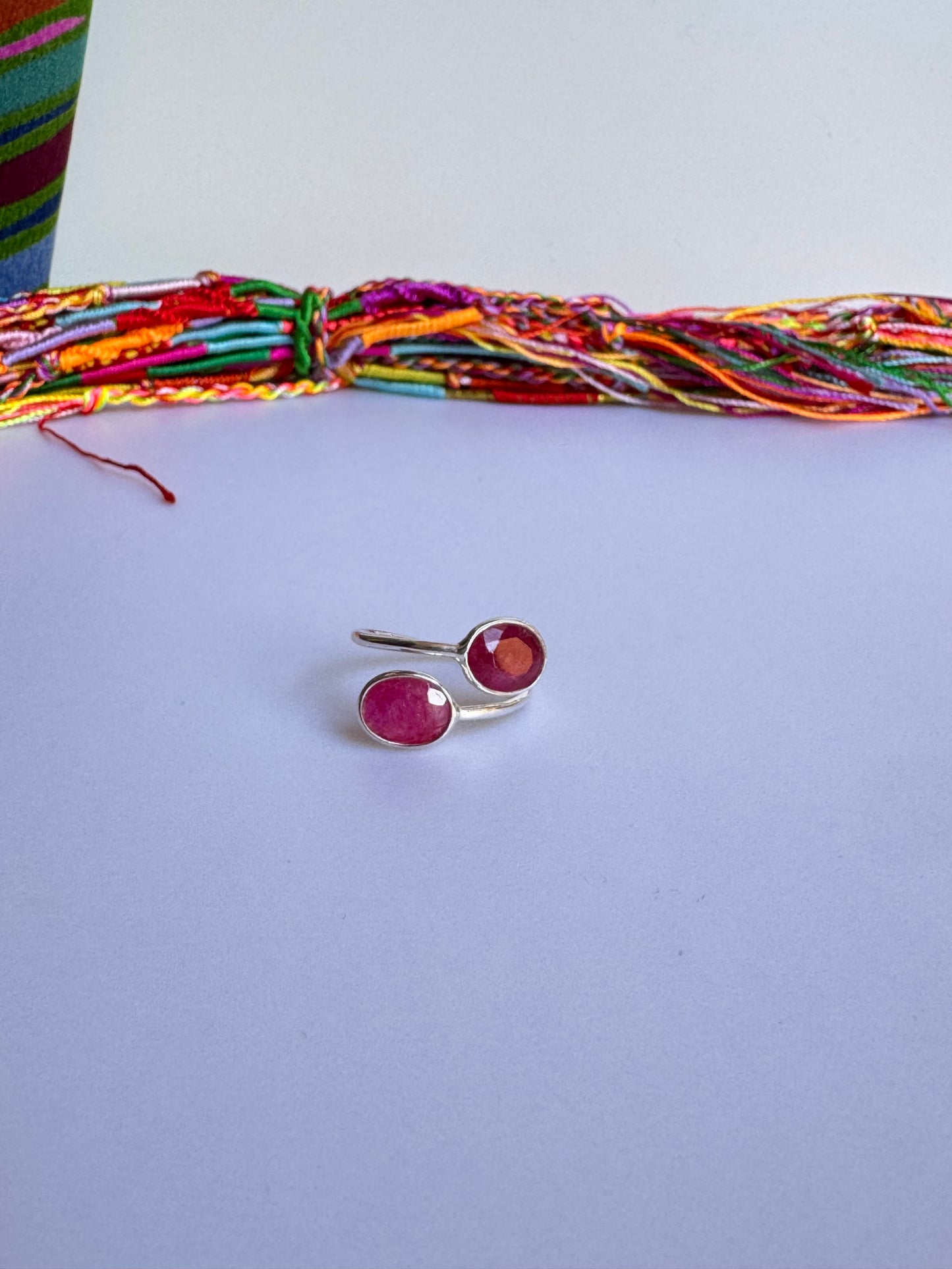 Anello argento 925 radice di rubino regolabile da misura 16 M5