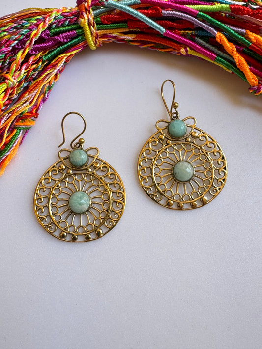 Orecchini boho dorato celeste