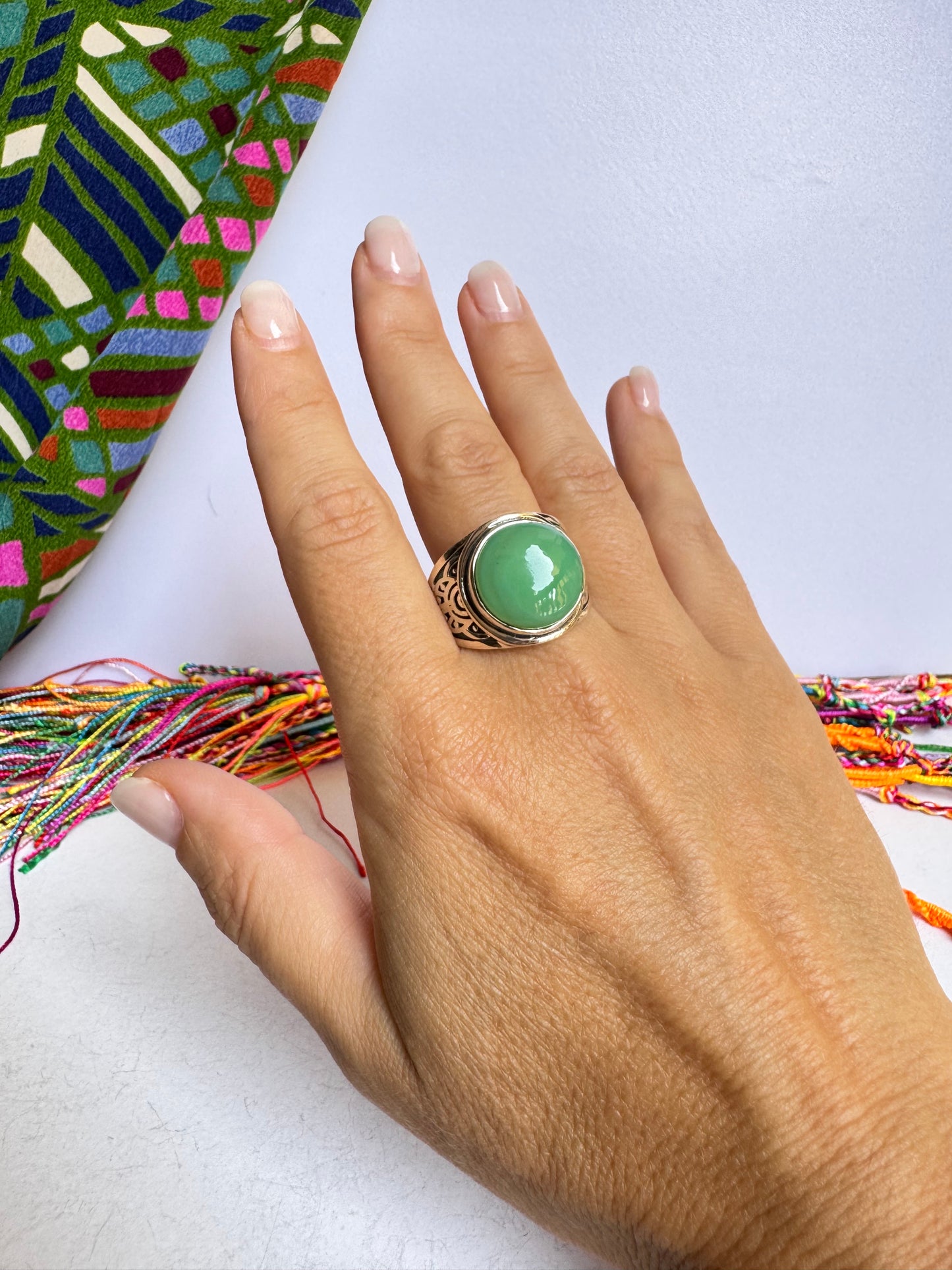 925 silver chrysoprase ring size