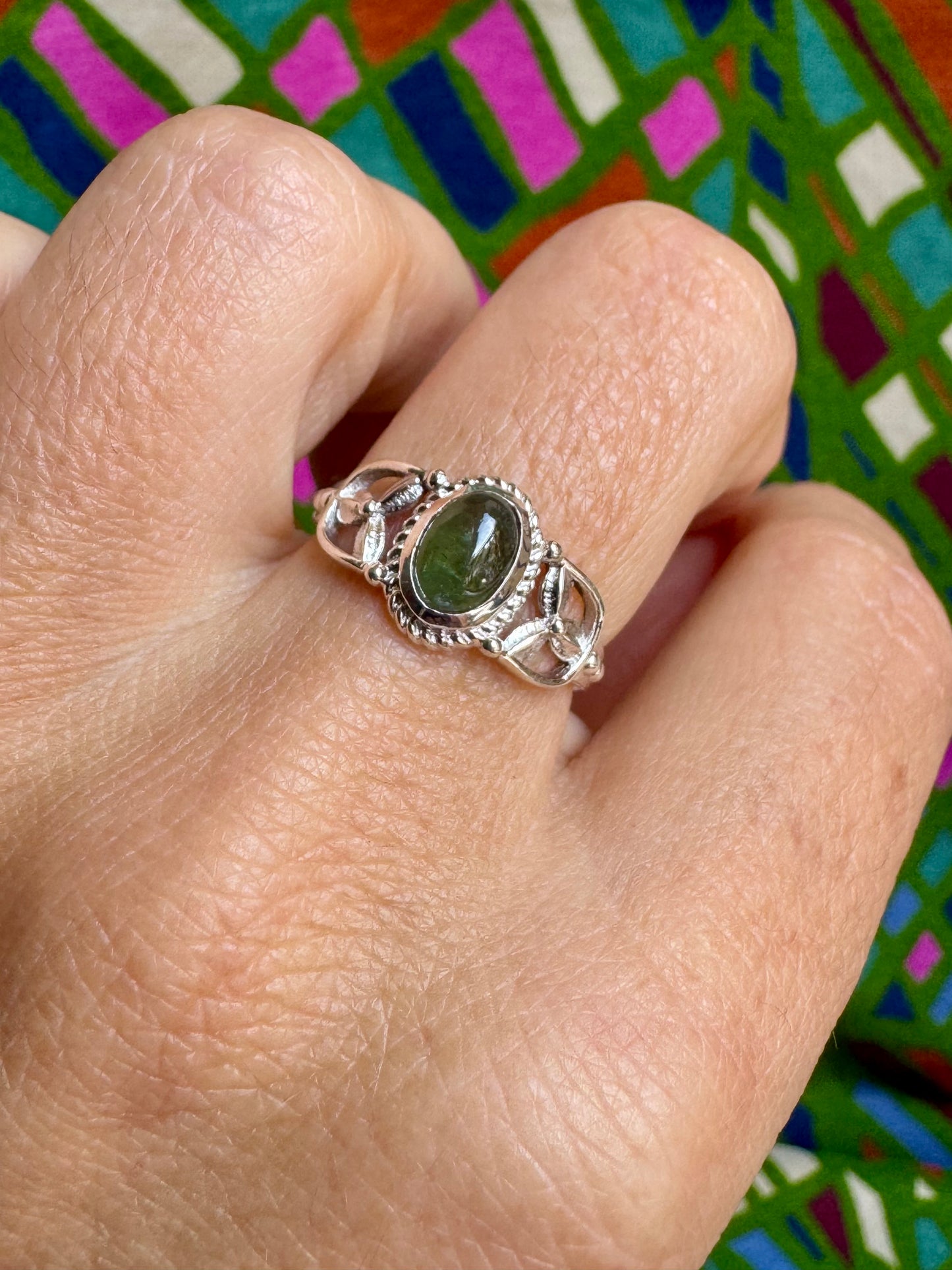 925 silver tourmaline ring size 13/14 - TA51