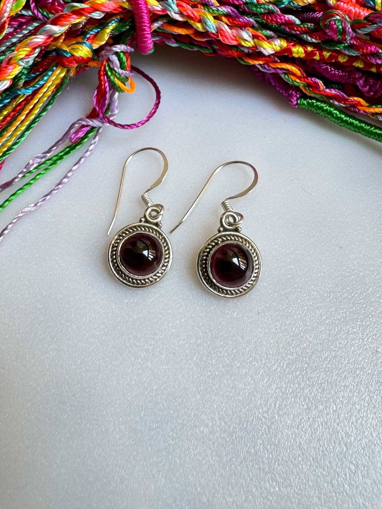 925 garnet silver earrings