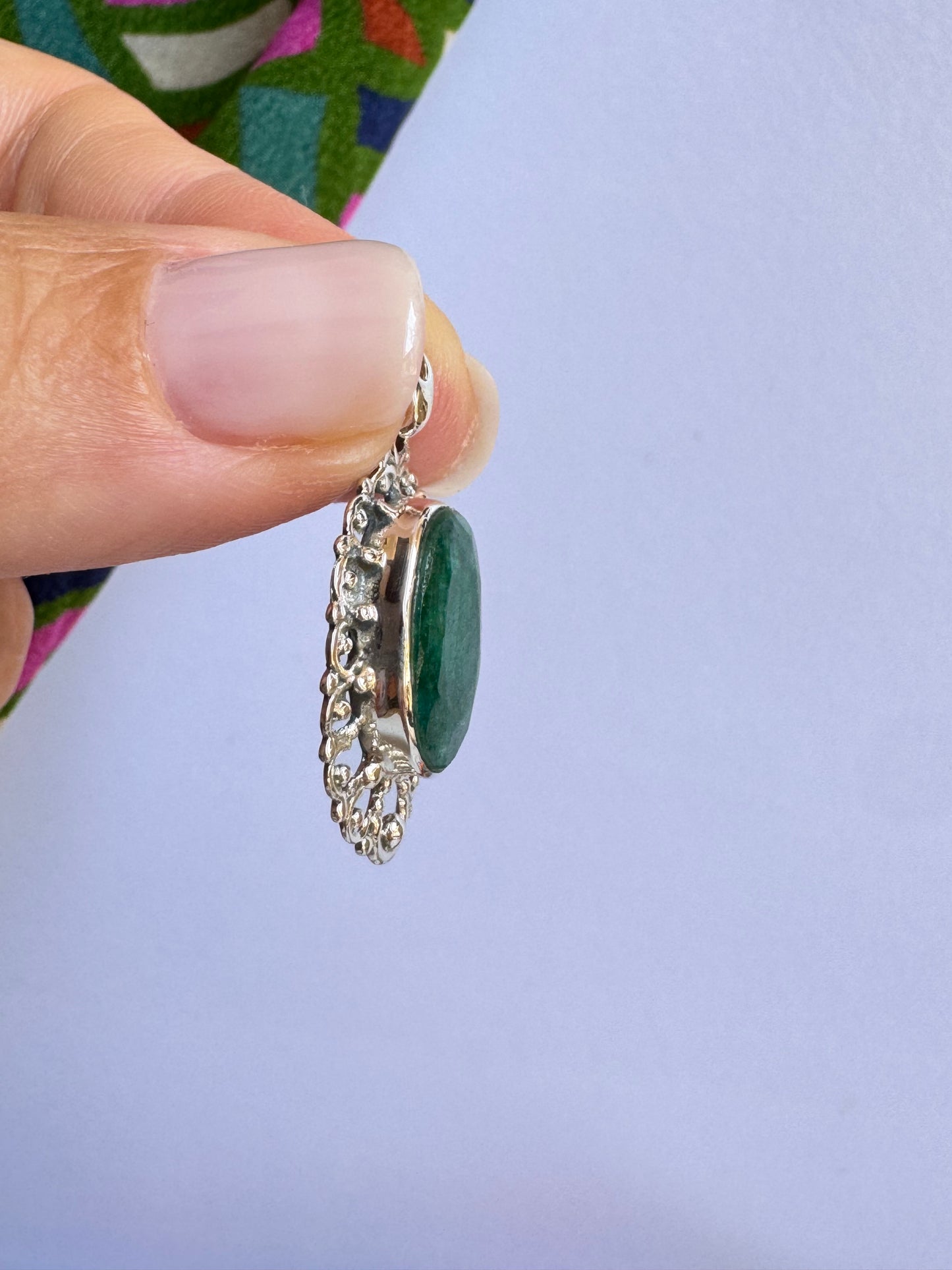 Ciondolo argento 925 radice di smeraldo 40K
