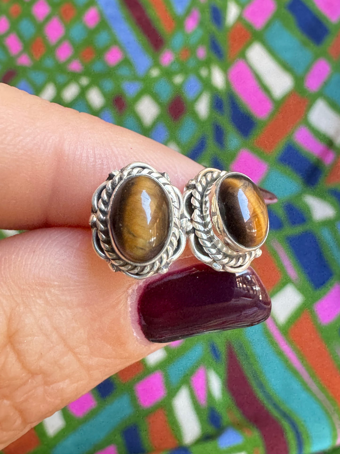 925 silver tiger eye earrings