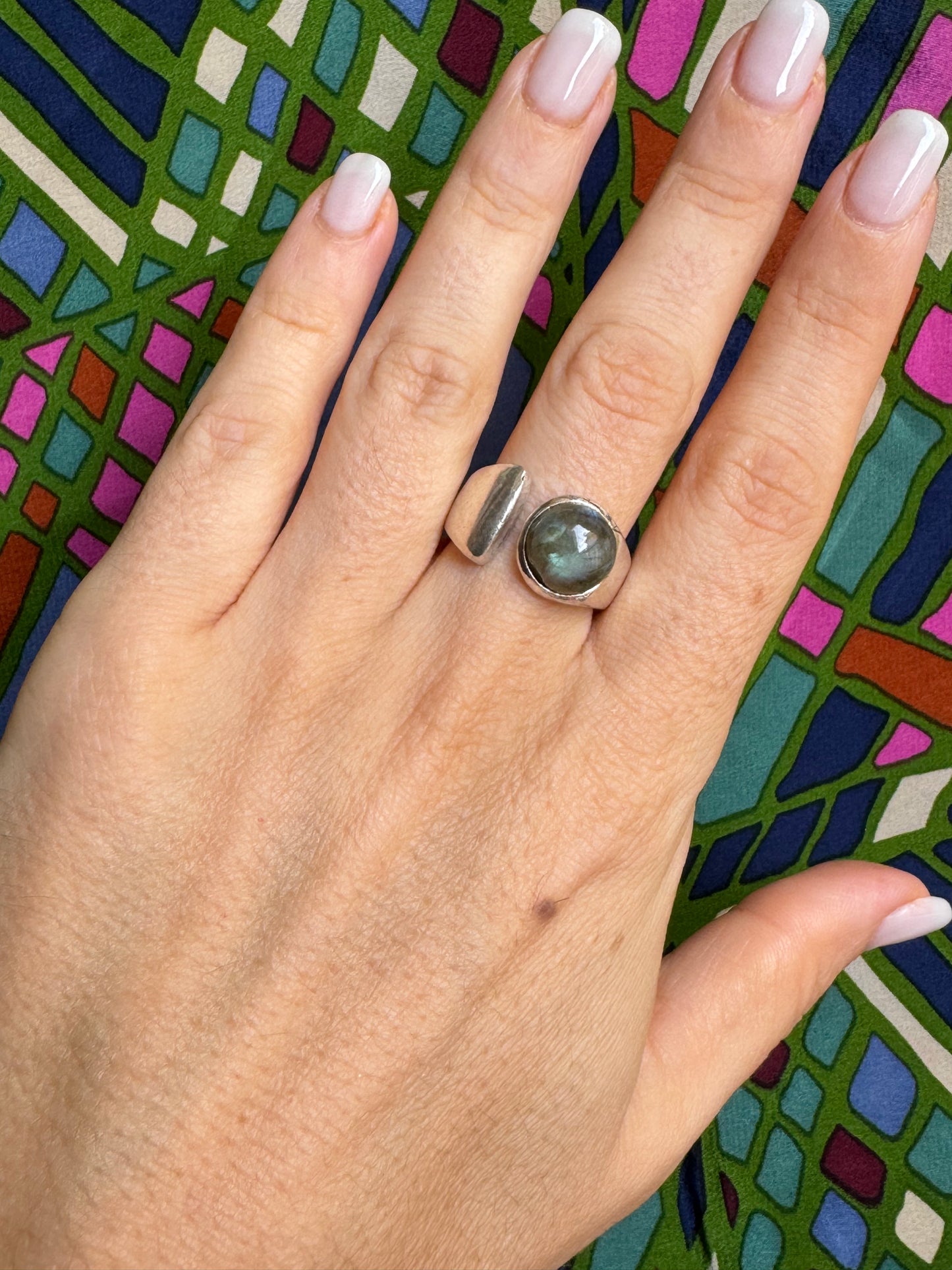 Labradorite silver boho ring