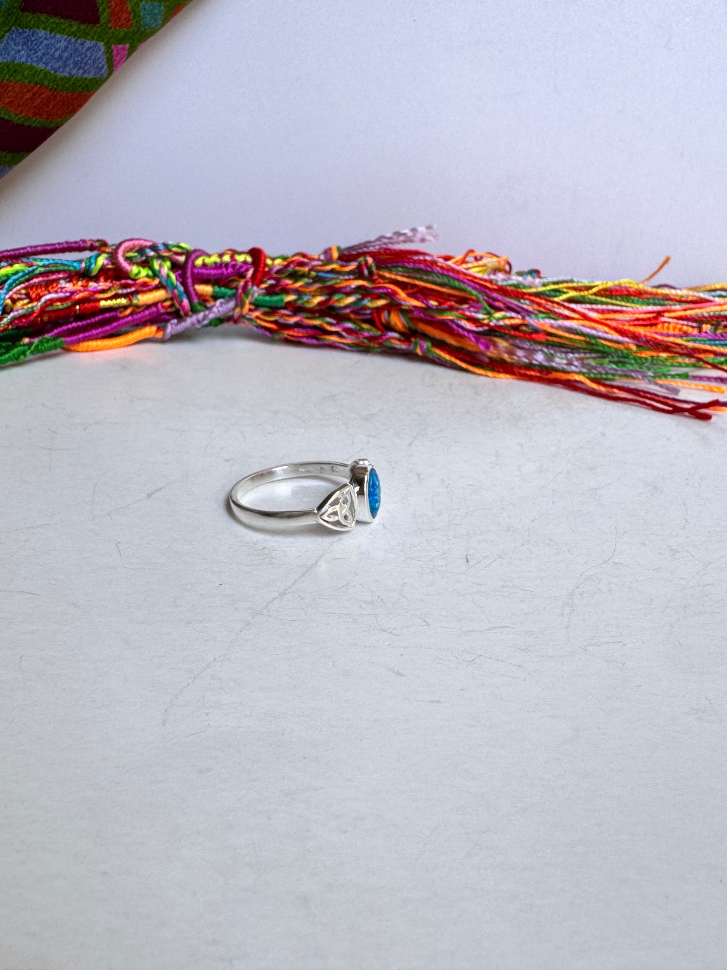 Anello argento 925 opale blu misura 22 14OP