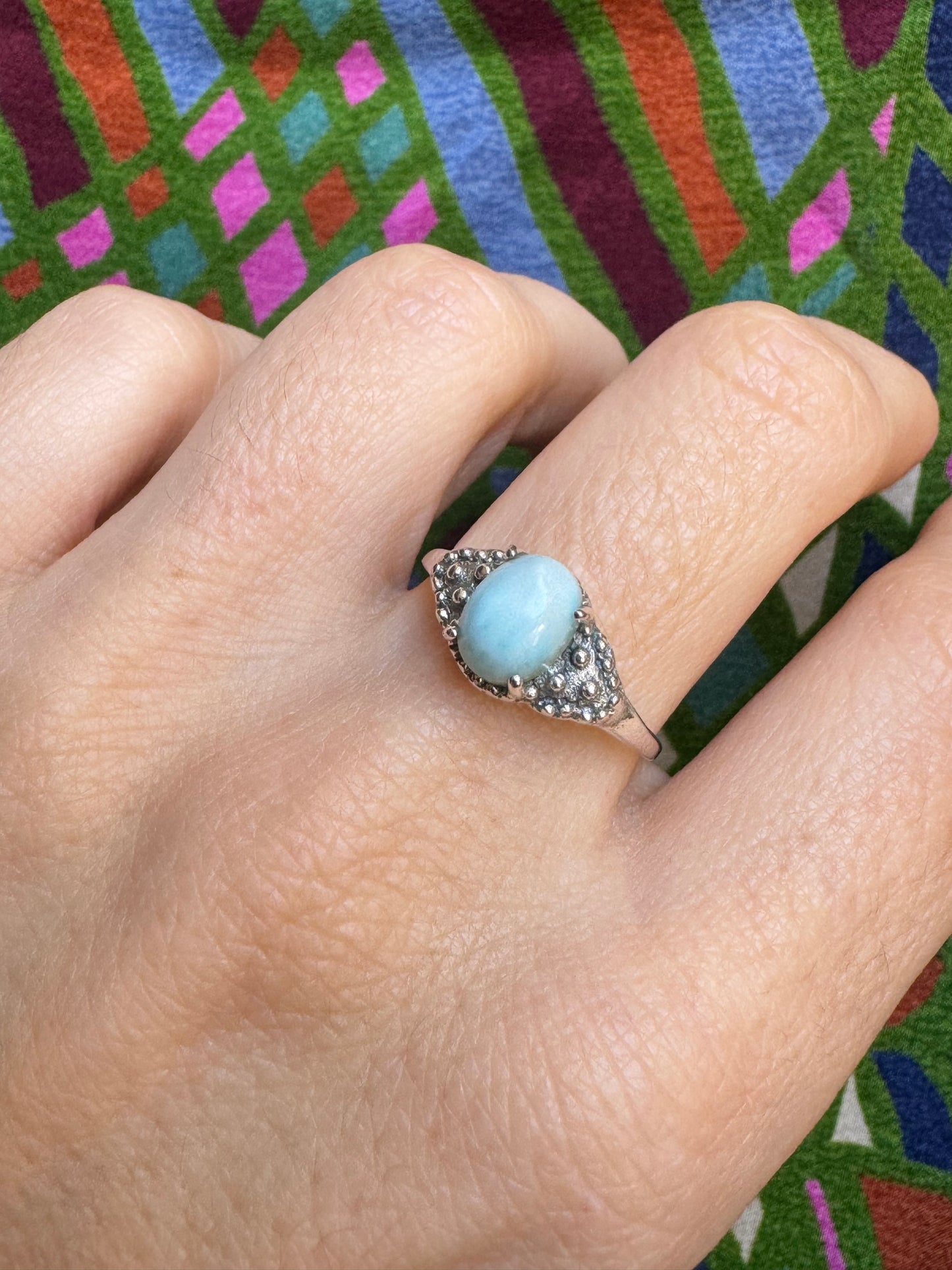 Anello in argento sterling 925 con pietra preziosa Larimar: gioielli Anello in argento sterling 925 con pietra preziosa Larimar: gioielli
