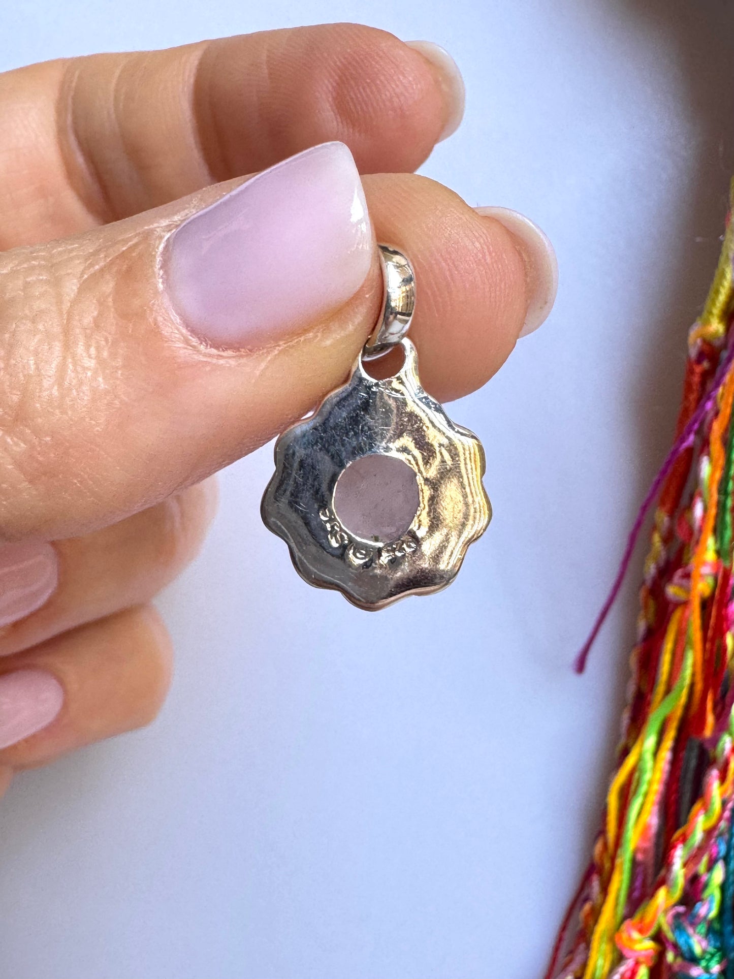 Ciondolo argento 925 quarzo rosa V15