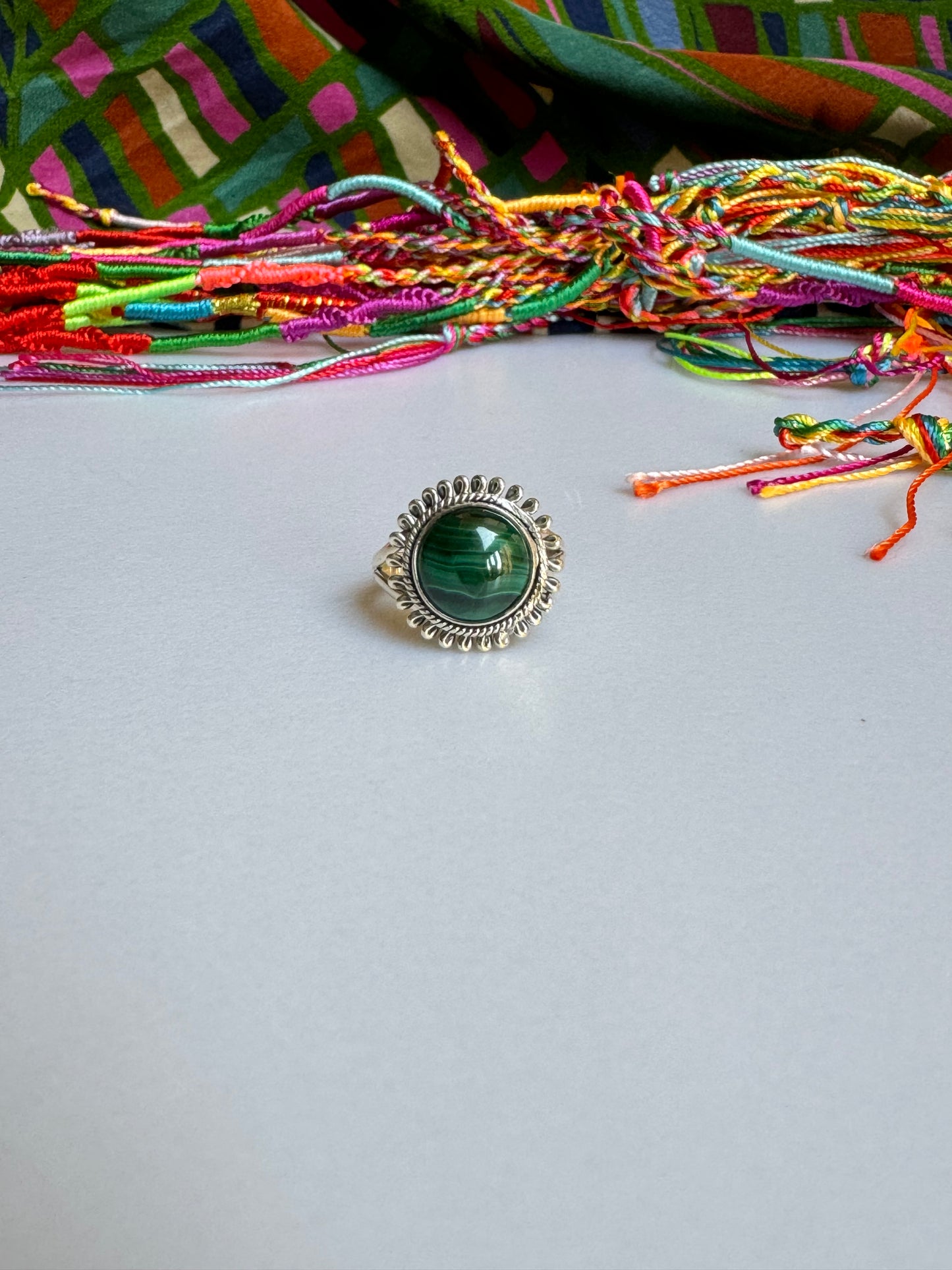 Anello argento925 malachite T97