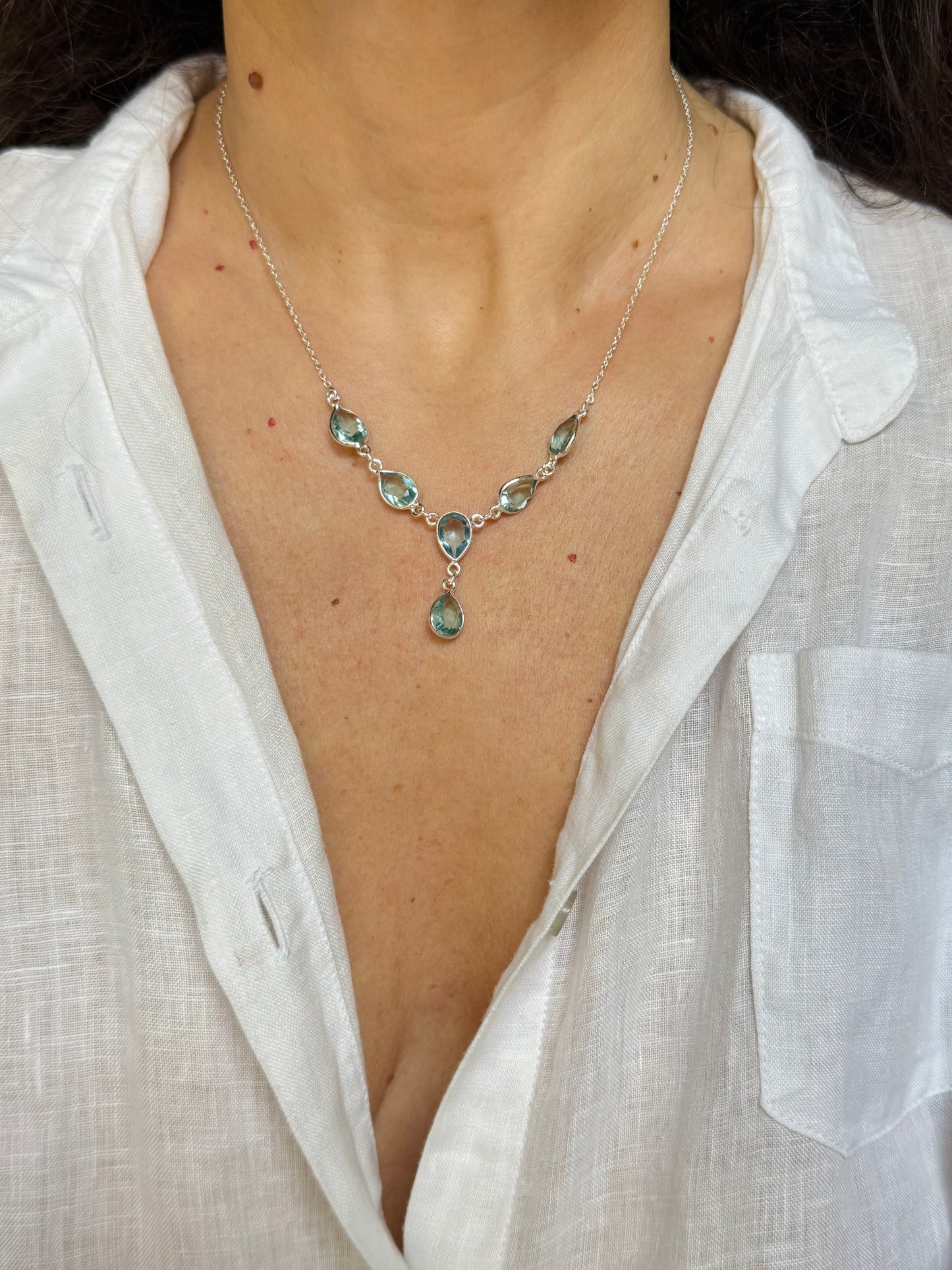 Collana argento 925 acquamarina